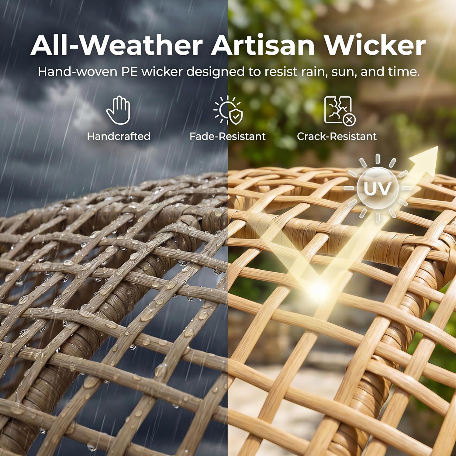 Wicker Egg Chair with Ottoman