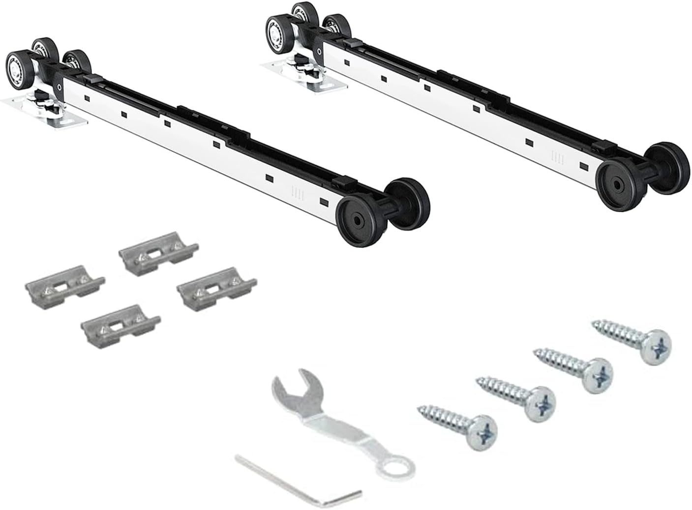 88LBS Bypass Sliding Door Two-Way Soft Close Mechanism, Three Wheel Soft Close for 2 Doors