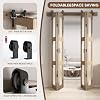 Bifold Glass Barn Door, Bi Fold Glass Sliding Barn Door Kit with Hardware Include, 3-Panel Glass Barn Door Slab, Barn Door Hardware for Bedroom, Living Room, Bathroom, Brown (48"x84")