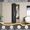 36 in. x 84 in. Bi-fold Barn Door, 2 Panel Bi-Fold Sliding Barn Door Hollow Core Interior Folding Doors with Brushed Gold Finish Hardware Kits Include, Vinyl Wrapped Textured Black