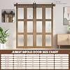 Bifold Glass Barn Door, Bi Fold Glass Sliding Barn Door Kit with Hardware Include, 3-Panel Glass Barn Door Slab, Barn Door Hardware for Bedroom, Living Room, Bathroom, Brown (48"x84")