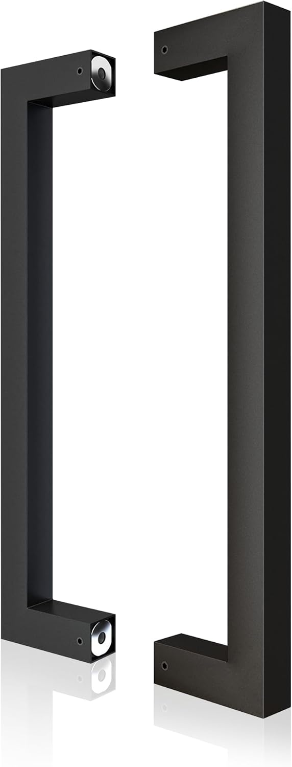 12" Matte Black Push Pull Bar Handle, Sliding Barn Door Handles, Heavy Duty Double Sided Door Handle for Barn Doors