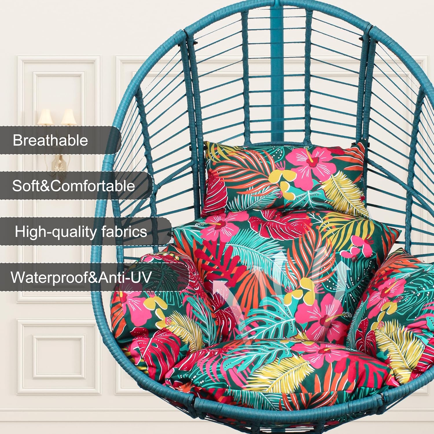 Wicker Swing Egg Chair with Stand 400lbs Capacity for Bedroom