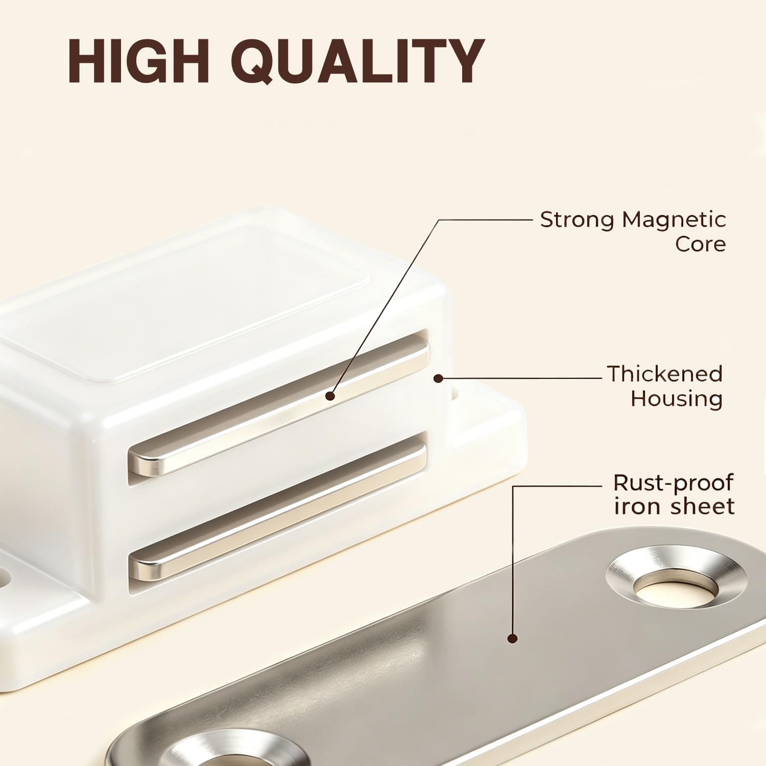 12 Pack White Cabinet Door Magnets Catch for Closure Cupboards Drawers Kitchen Bathroom and Shutters
