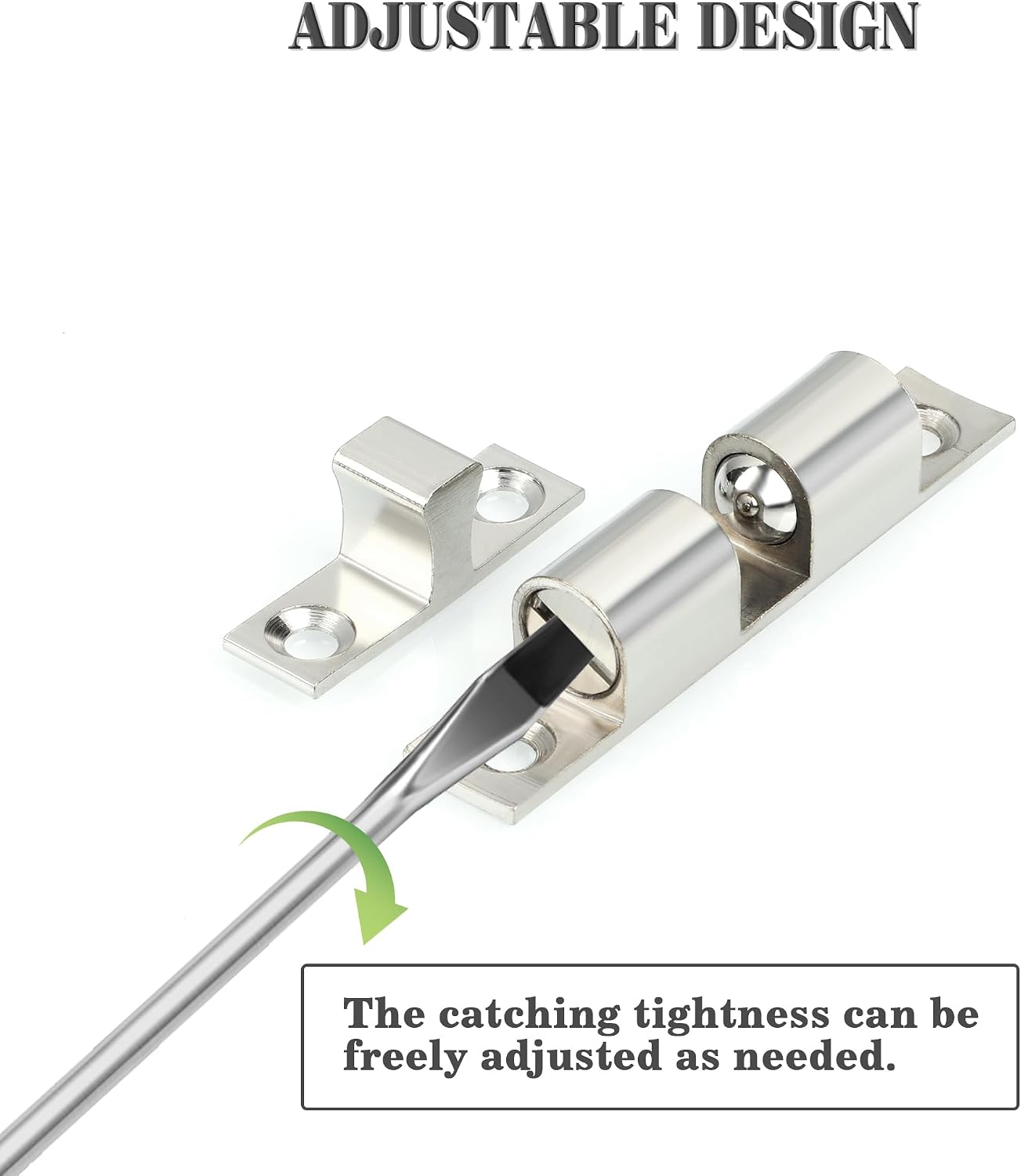 Adjustable Double Ball Tension Roller Catch Latch Brass Cabinet Door Latch,67mm Solid Metal Cabinet Latches and Catches,Pack of 4
