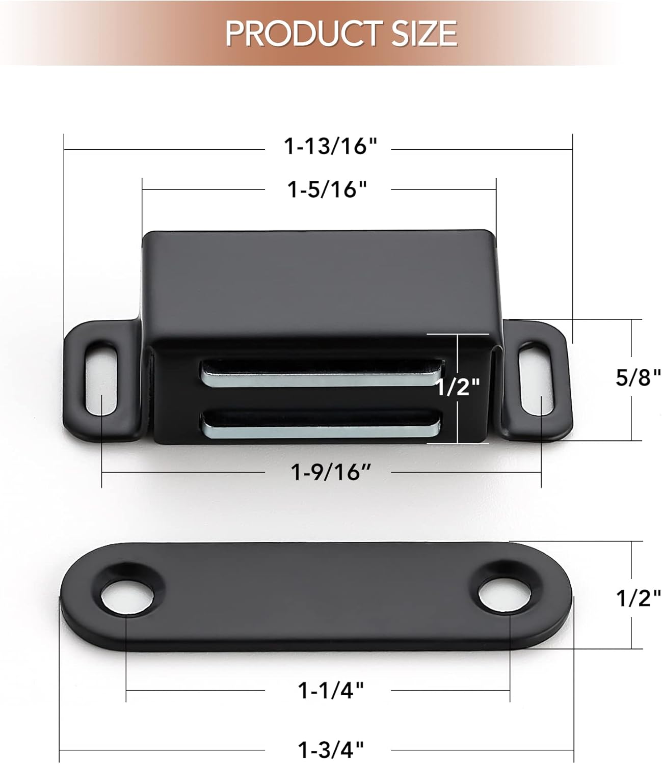 12 Pack Black Magnetic Door Catch, Matte Black Cabinet Magnets, Strong Magnetic Catch Latch