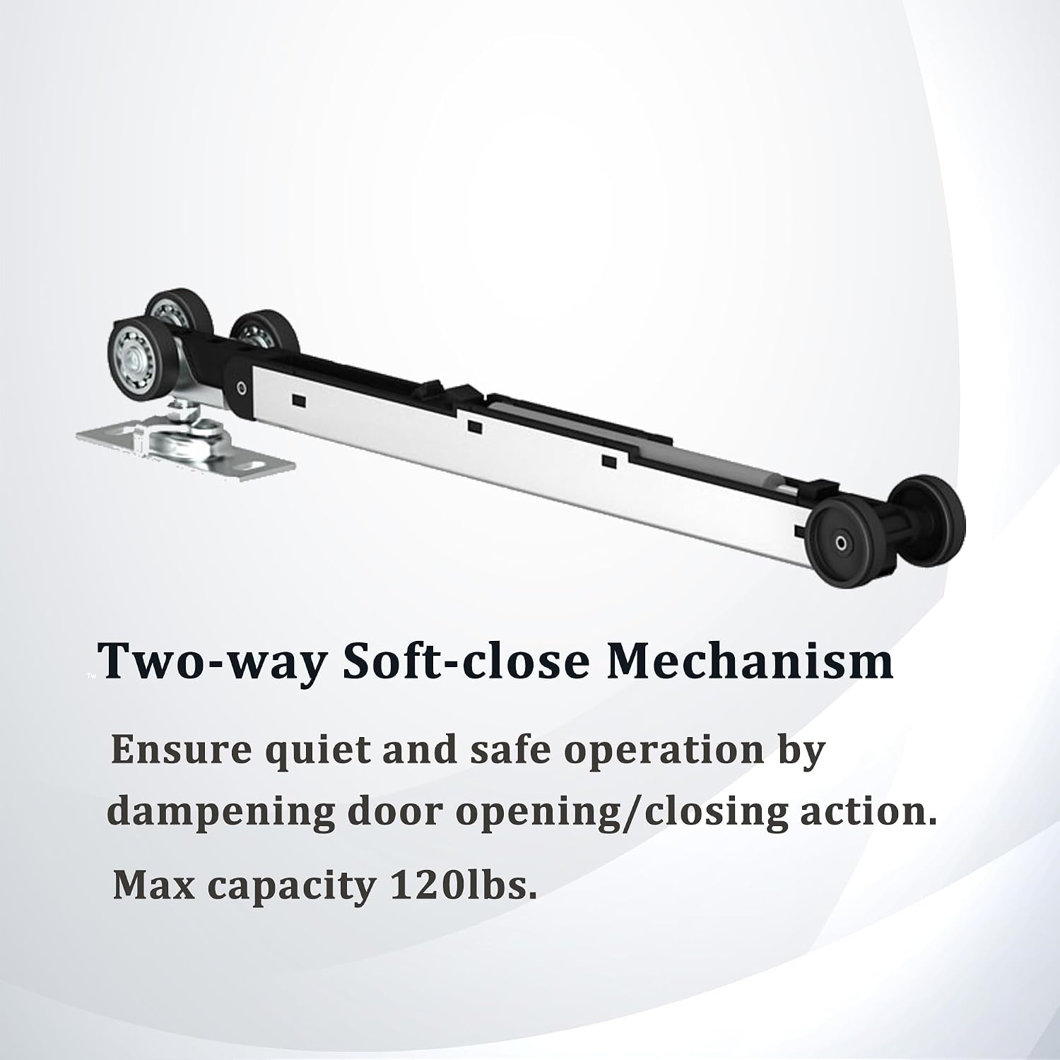 Pocket Door Roller with 120LBS Soft Close Mechanism, Two-Way Soft Close, Three-Wheel Pocket Door Hanger, Double Sided Pocket Door Hardware
