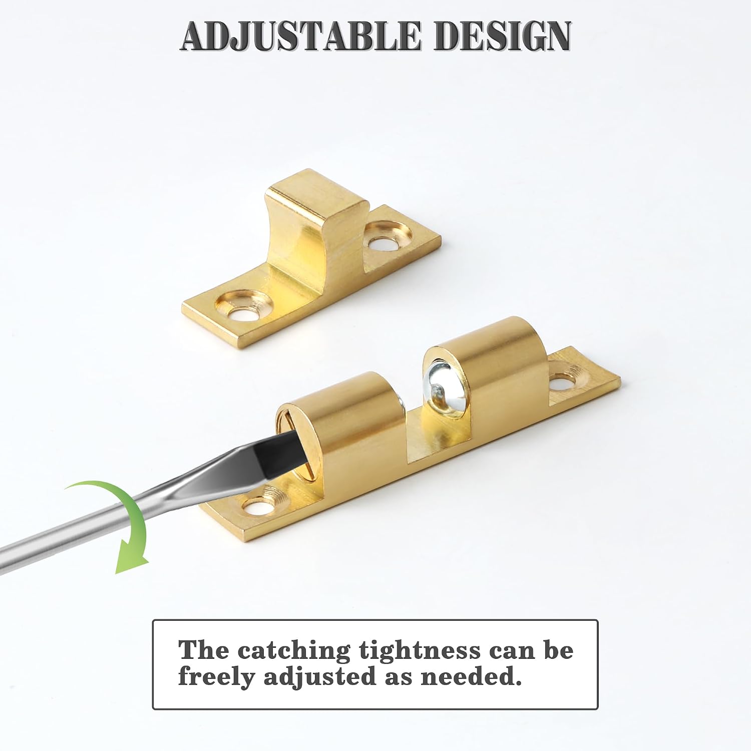 Double Roller Catch Cabinet Latches,Adjustable Double Ball Tension Roller Catch Latch Brass Cabinet Door Latch,67mm Solid Brass Cabinet Latches and Catches,Pack of 4