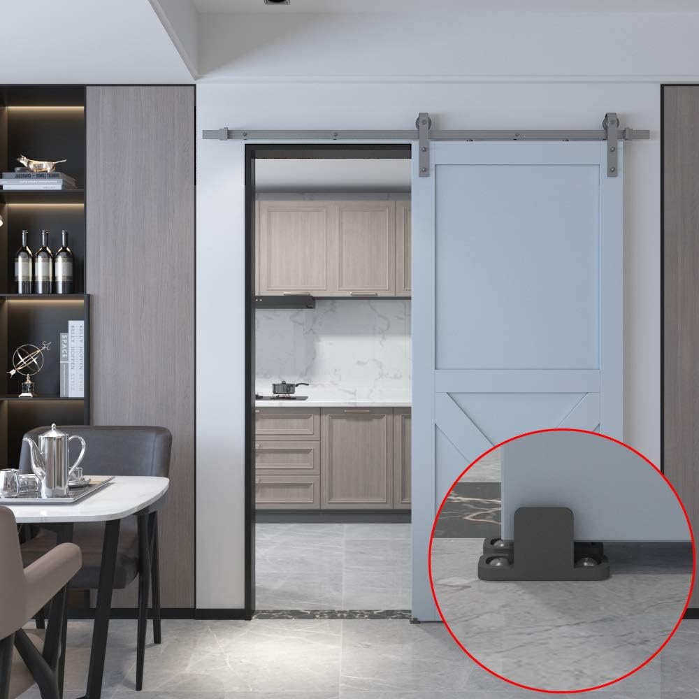 Black Aluminum Floor Guide, Floor Mounted Sliding Barn Door Hardware, Adjustable Bypass Door Guide