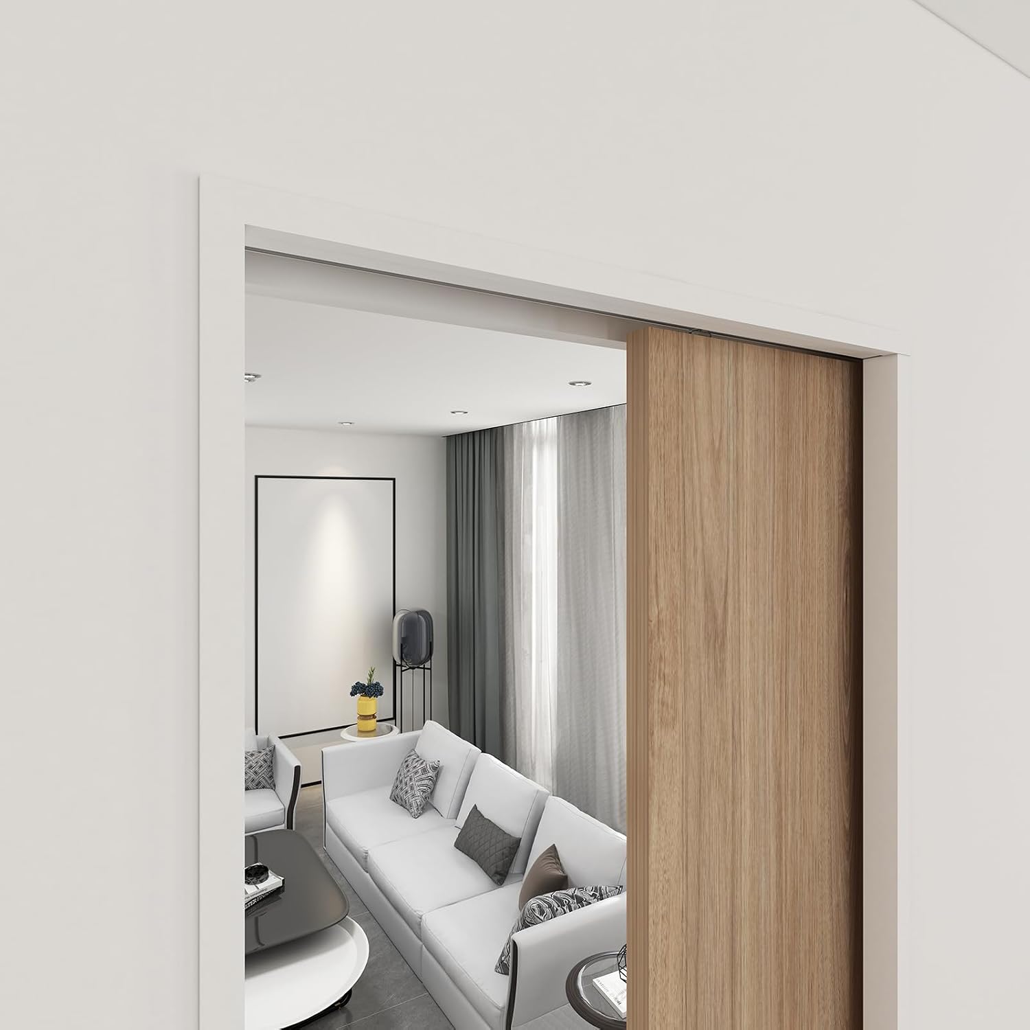5.3FT Commercial Grade Pocket Door Hardware and Track Set, Sliding Door Hardware 60.7", Durable and Smoothly, Easy to Install