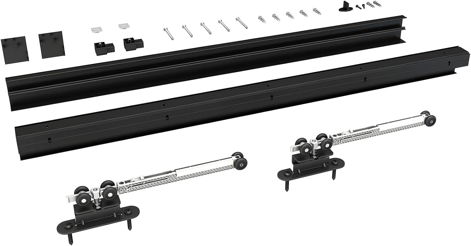 8FT Sliding Barn Door Hardware Track Kit, Aluminium Alloy Box Rail Wall Mount Barn Door Hardware, for Interior Wooden Door