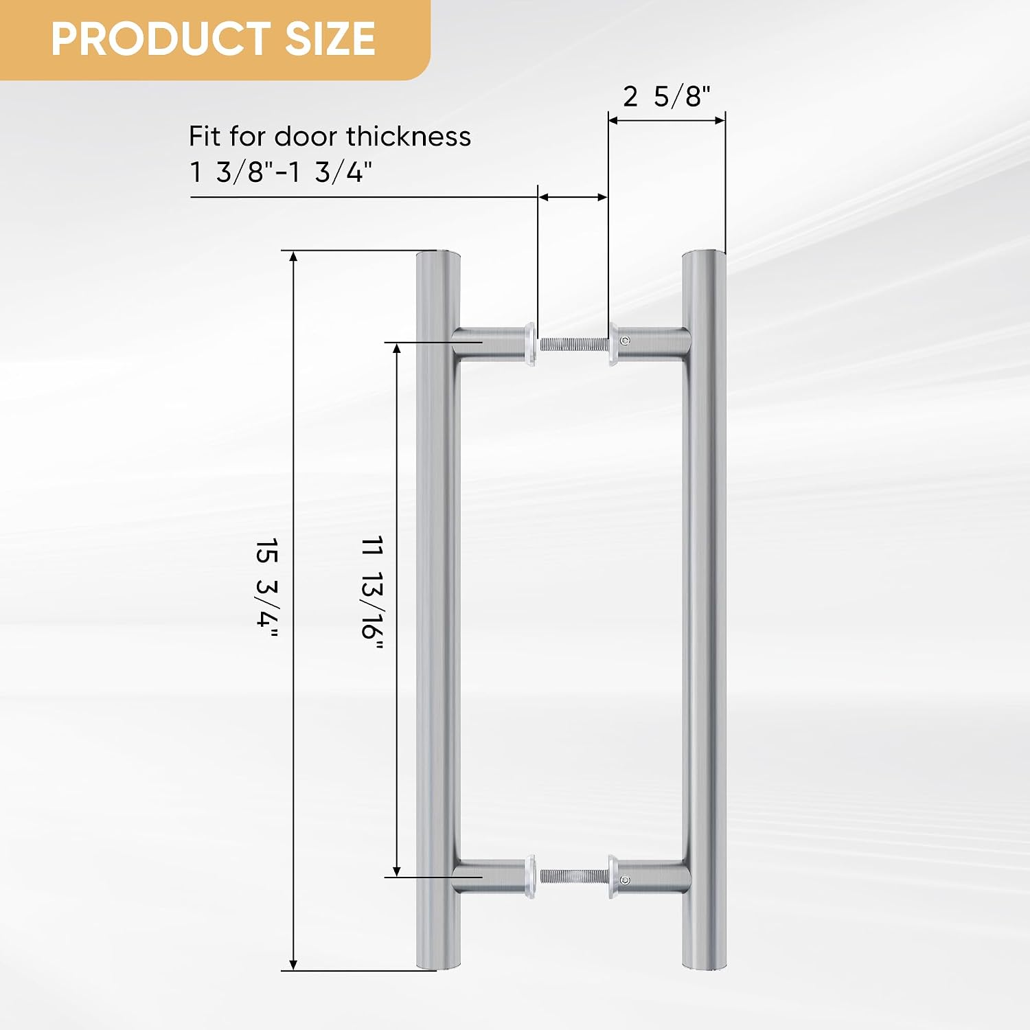 16" Push Pull Door Handle, Stainless Steel Double Sided H Shape Sliding Doors Handle, Heavy Duty Swing Door Handles
