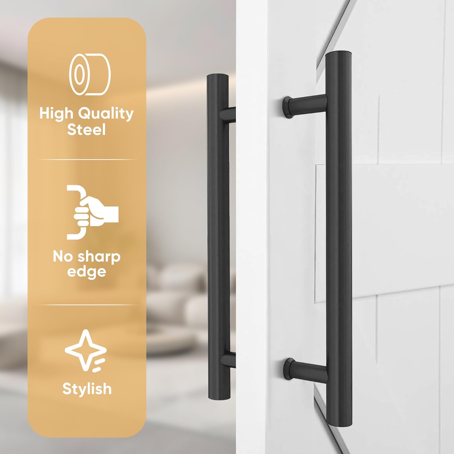 16" Push Pull Door Handle, Double Sided H Shape Sliding Doors Handle, Heavy Duty Swing Door Handles