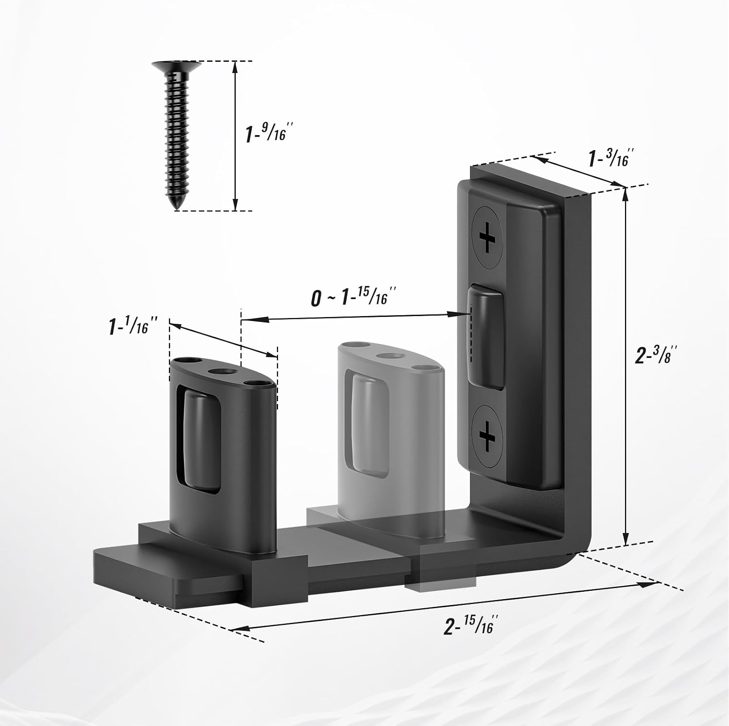 1 Pack Upgraded Sliding Barn Door Bottom Floor Guide with Adjustable Roller, Wall Mount Floor Guide, Smoothly and Quietly, Easy to Install, Fits up to 2" Thickness Door