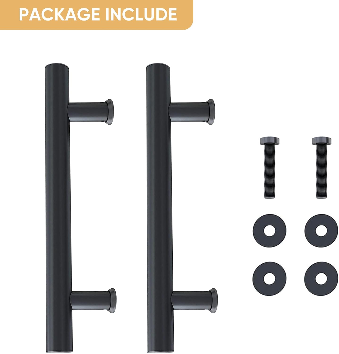 12" Push Pull Barn Door Handle, Double Side H Shape Sliding Door Handrail, Heavy Duty Swing Gate Handles, Flat Black