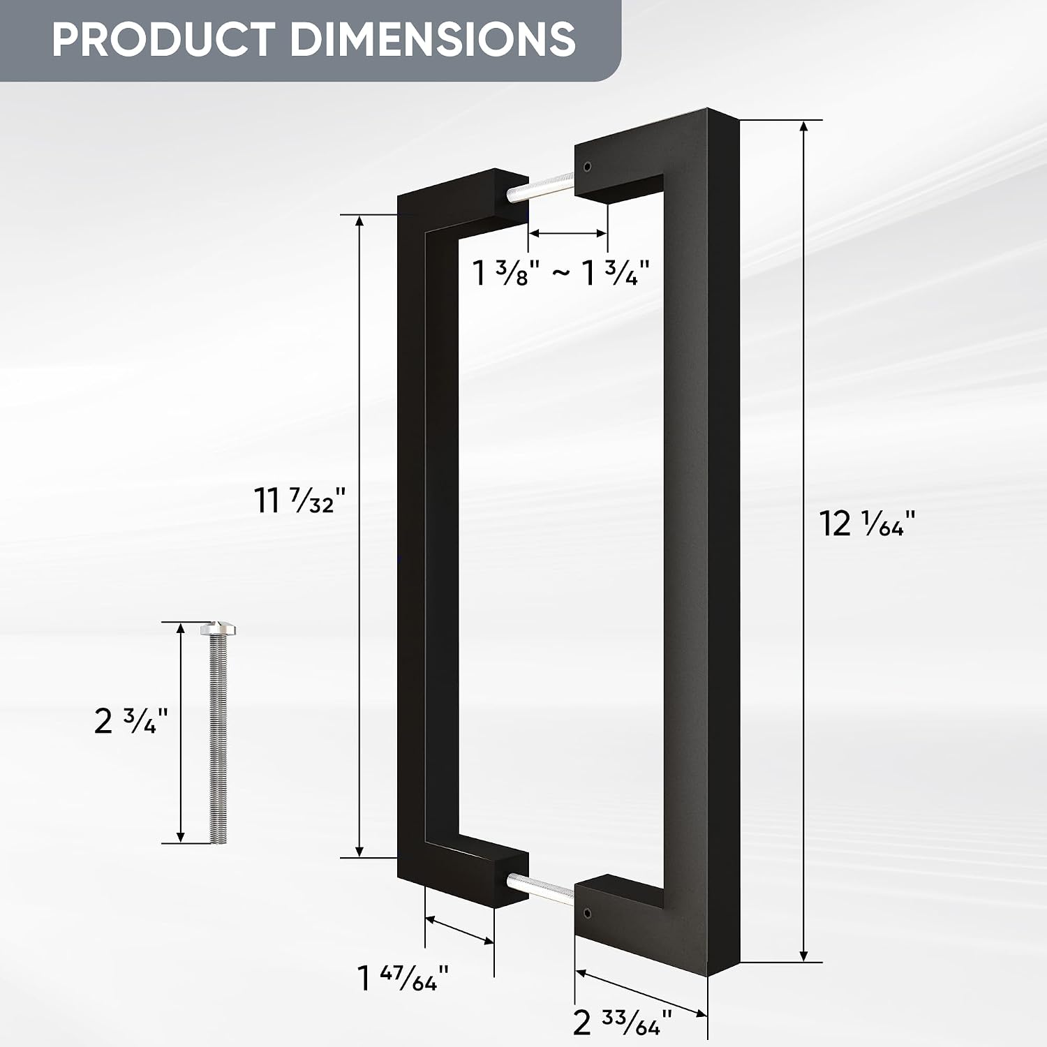 12" Matte Black Push Pull Bar Handle, Sliding Barn Door Handles, Heavy Duty Double Sided Door Handle for Barn Doors