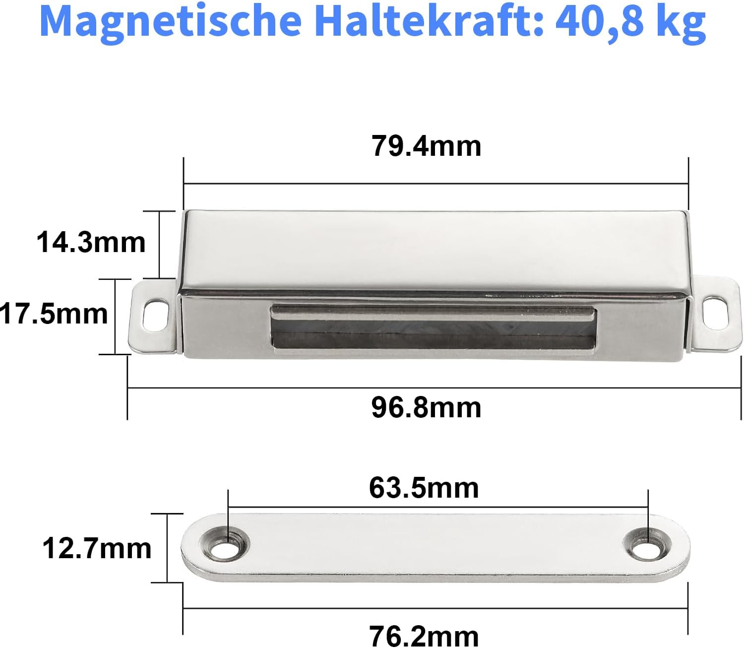 2 Pack | Heavy-Duty Magnetic Door Catch - 90lb Pull Force, Stainless Steel, Anti-Rust, Ideal for Screen Door, Pantry Door, Barn and RV Doors