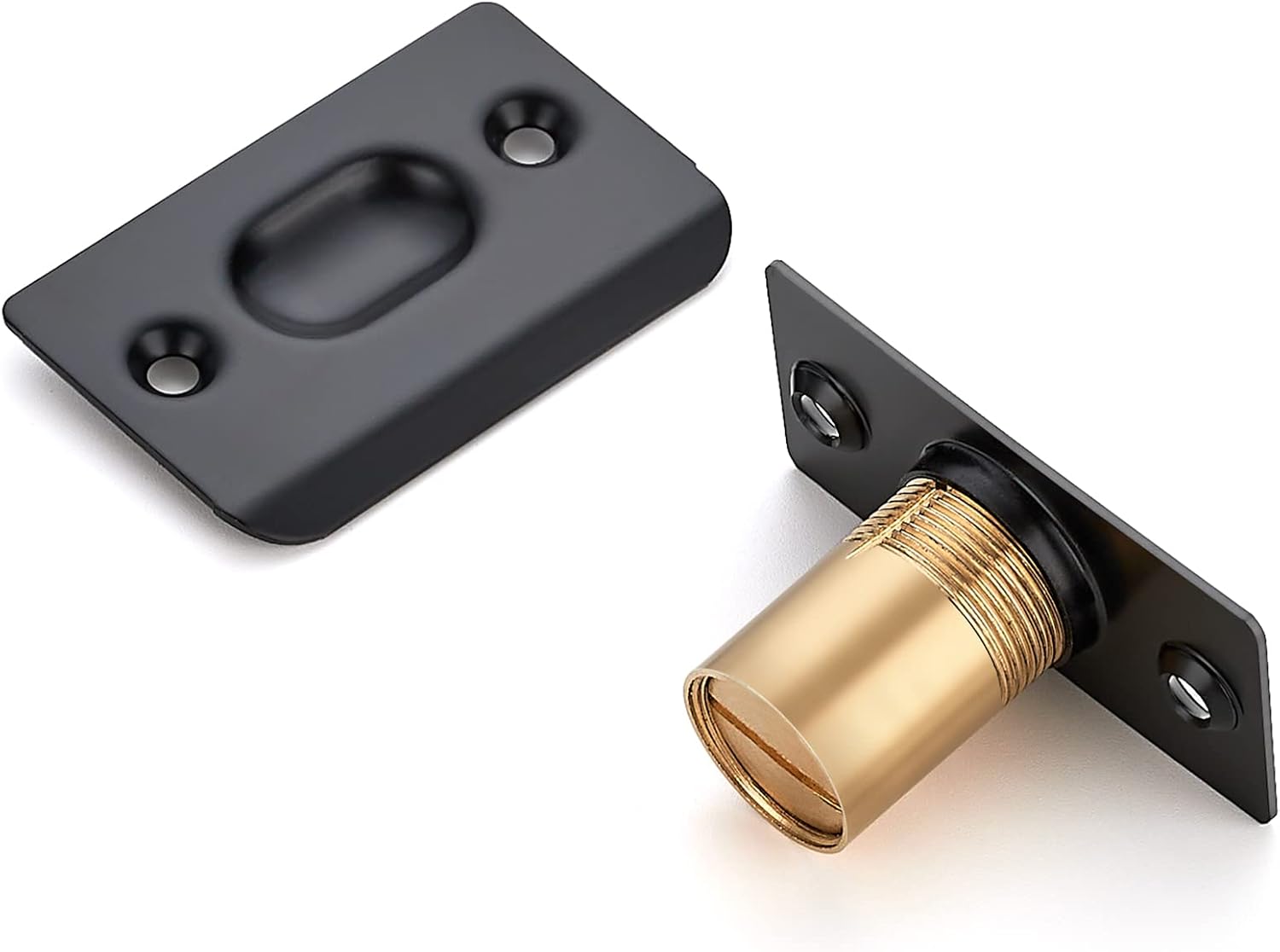 2 Pack Adjustable Door Ball Catch, Silver Closet Door Latch, Solid Brass Body & Stainless Steel Strike Plate