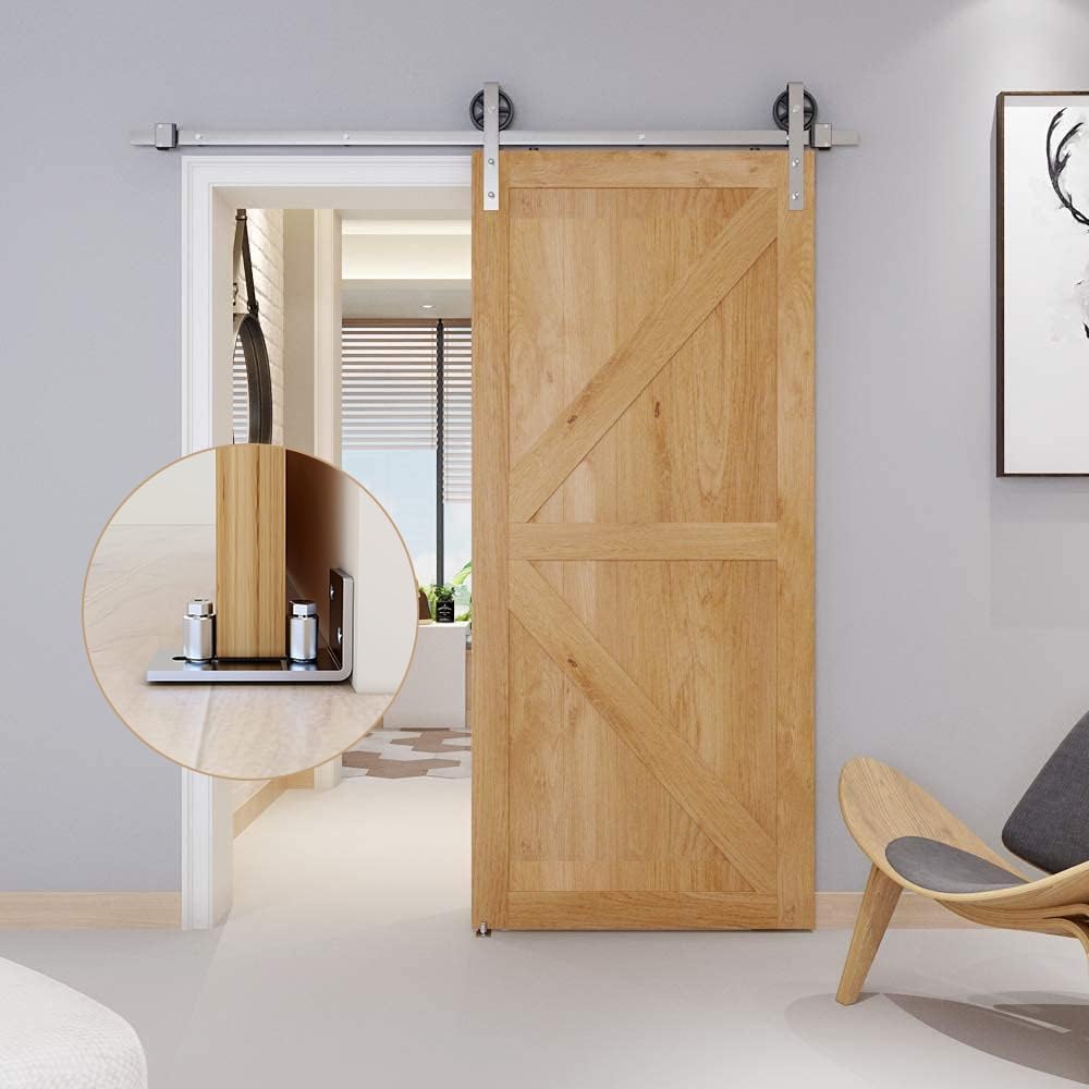Scratch Resistant Stainless Steel Sliding Door Floor Guide, Adjustable Roller Wall Mounted Guide for Door Thick Up to 2-1/8", Flush Bottom Design, Smoothly and Quietly