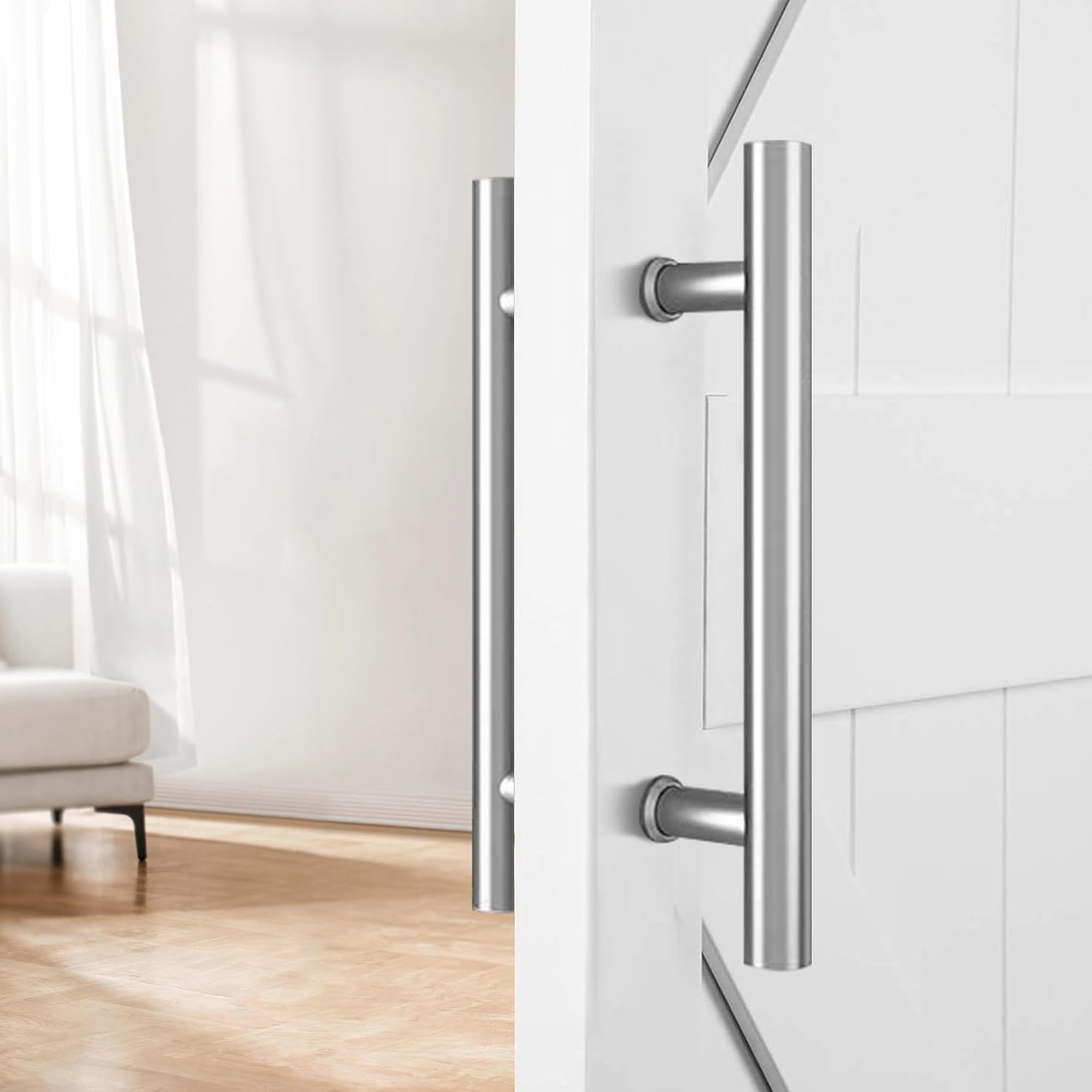 12" Push Pull Barn Door Handle, Double Side H Shape Sliding Door Handrail, Heavy Duty Swing Gate Handles
