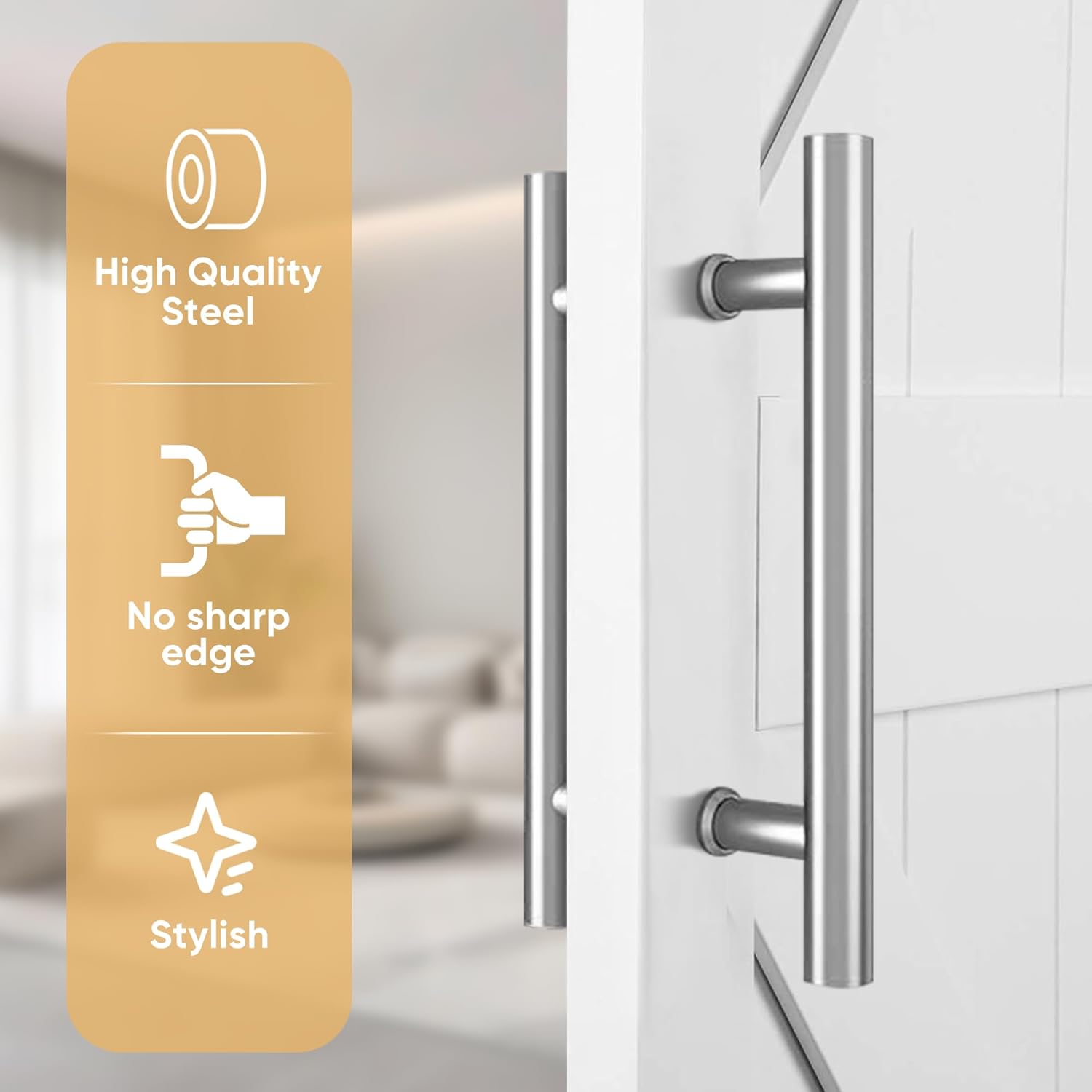 12" Push Pull Barn Door Handle, Double Side H Shape Sliding Door Handrail, Heavy Duty Swing Gate Handles