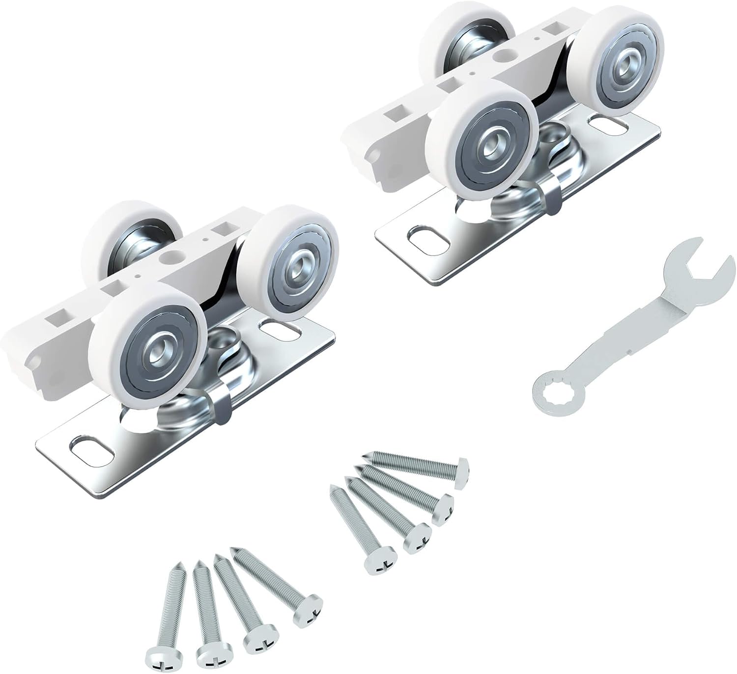Pocket Door Rollers Assembly, Commercial Grade Rollers Replacement, Top Mounted Pocket Door Hangers, 2 Pack