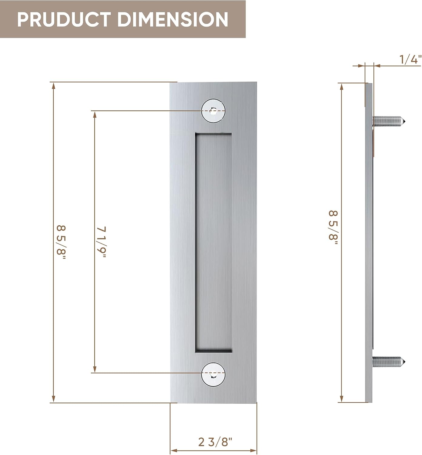 8'' Sliding Barn Door Handle Stainless Steel Modern Simple Finger Flush Pull Handle for Gates Garages Sliding Doors Cabinets Closet and Drawers
