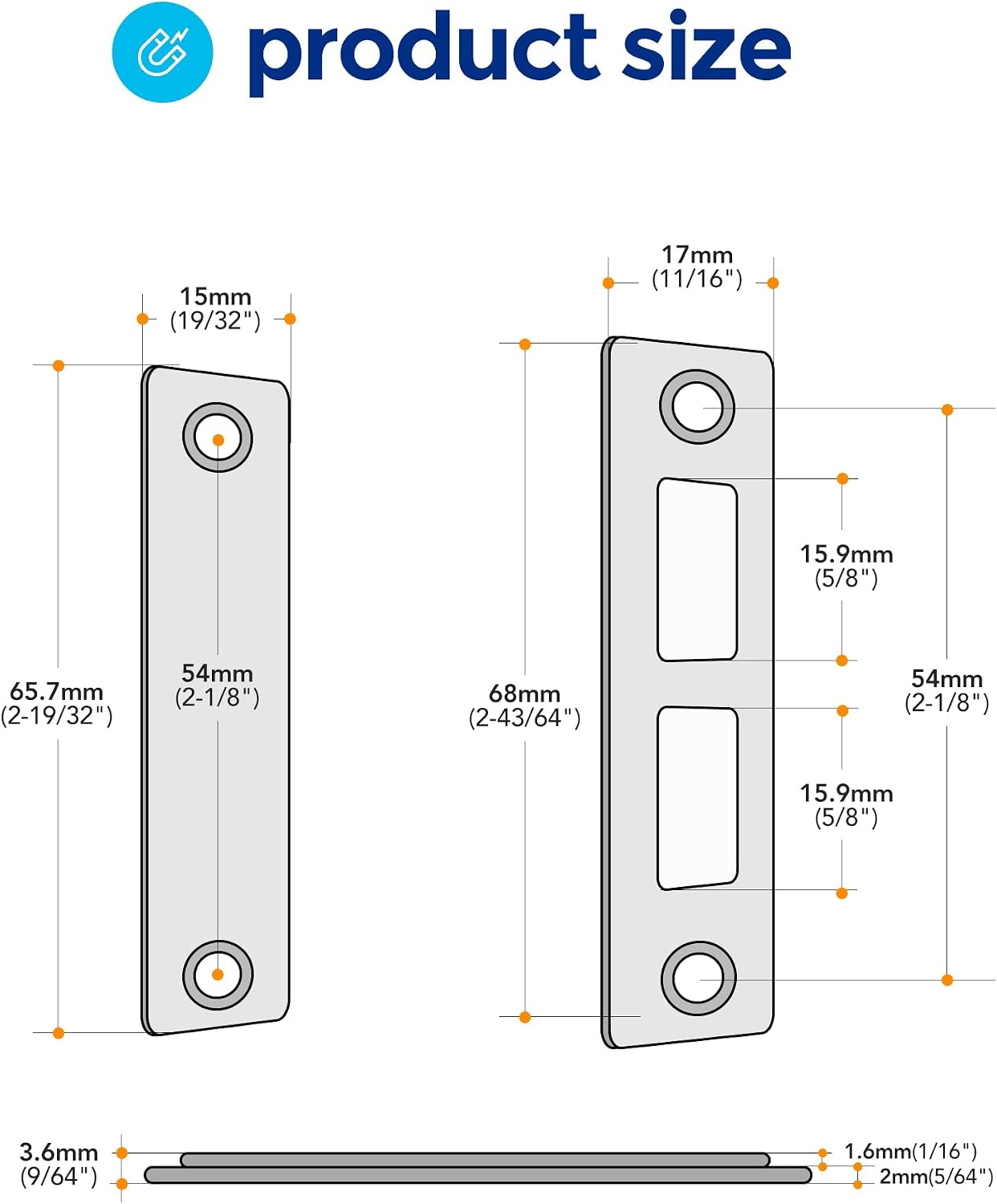 8 Pack Adhesive Cabinet Magnets for Closure, Black | Ultra-Thin Strong Magnetic Door Latch for Closets & Drawers