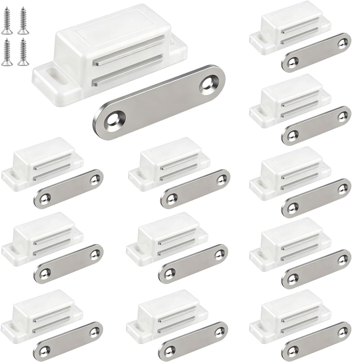 12 Pack White Cabinet Door Magnets Catch for Closure Cupboards Drawers Kitchen Bathroom and Shutters