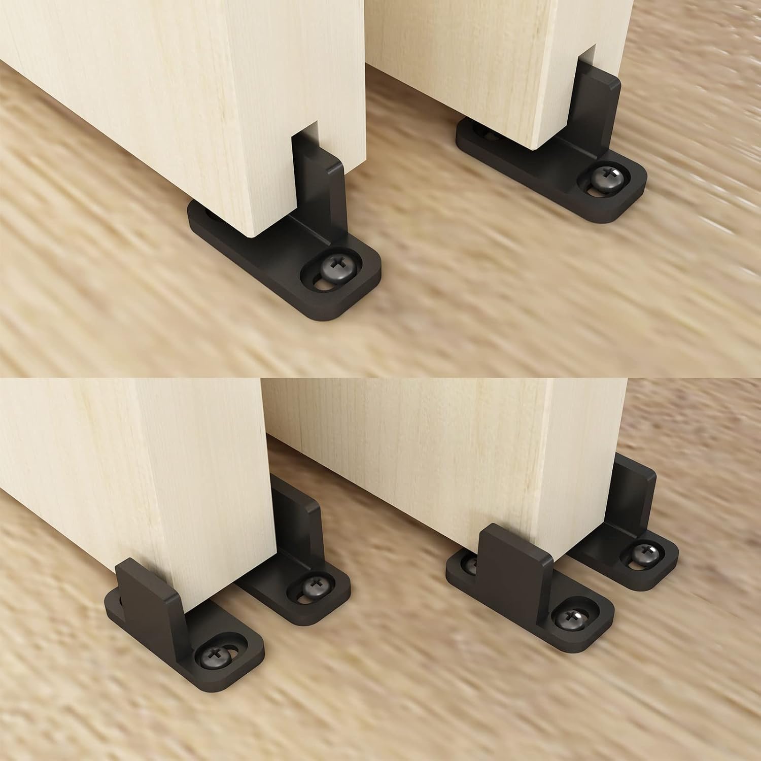 Black Aluminum Floor Guide, Floor Mounted Sliding Barn Door Hardware, Adjustable Bypass Door Guide