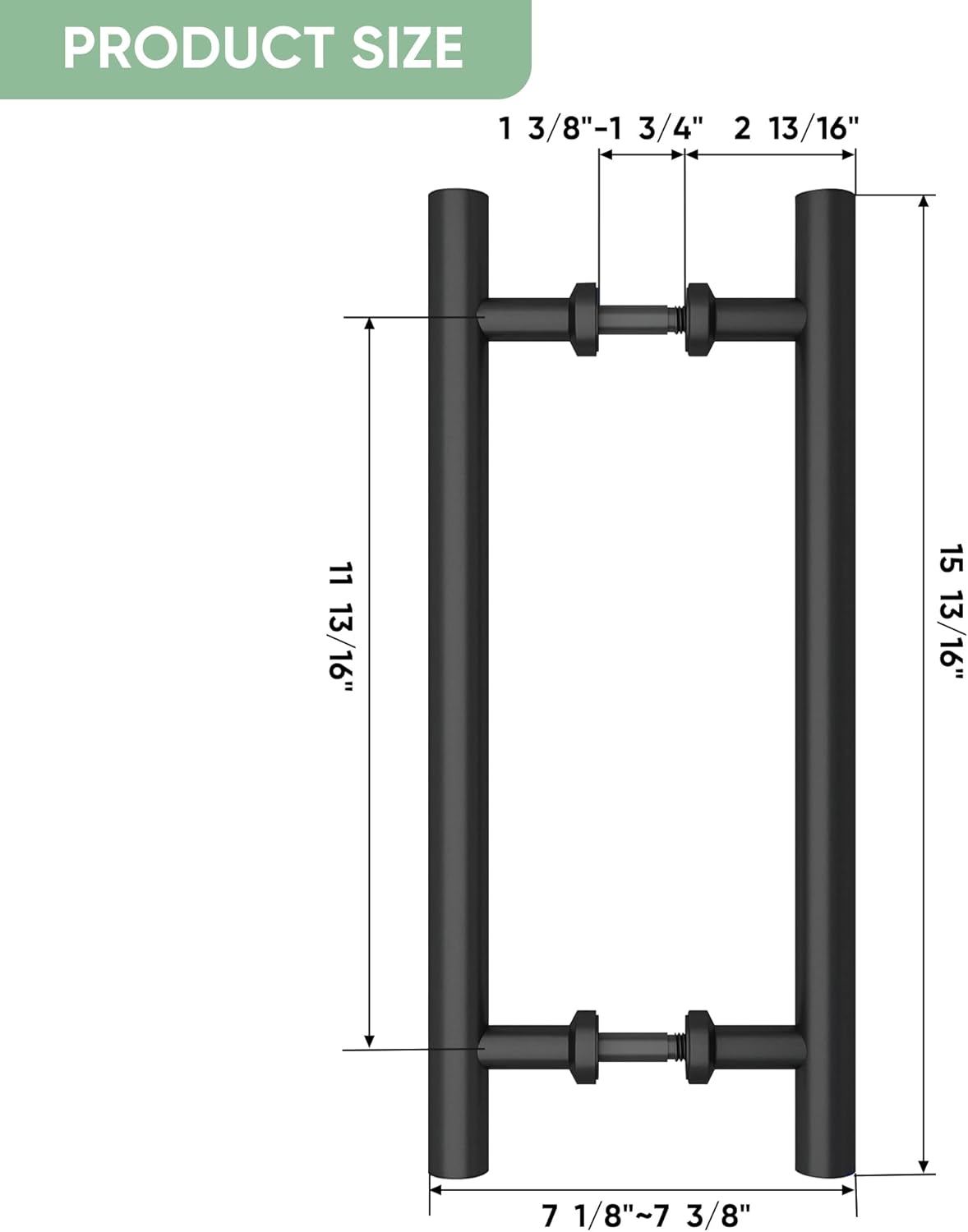 16" Matte Black Stainless Steel Barn Door Handles - Heavy Duty Door Pull Set for Sliding Barn Doors, Pocket Doors