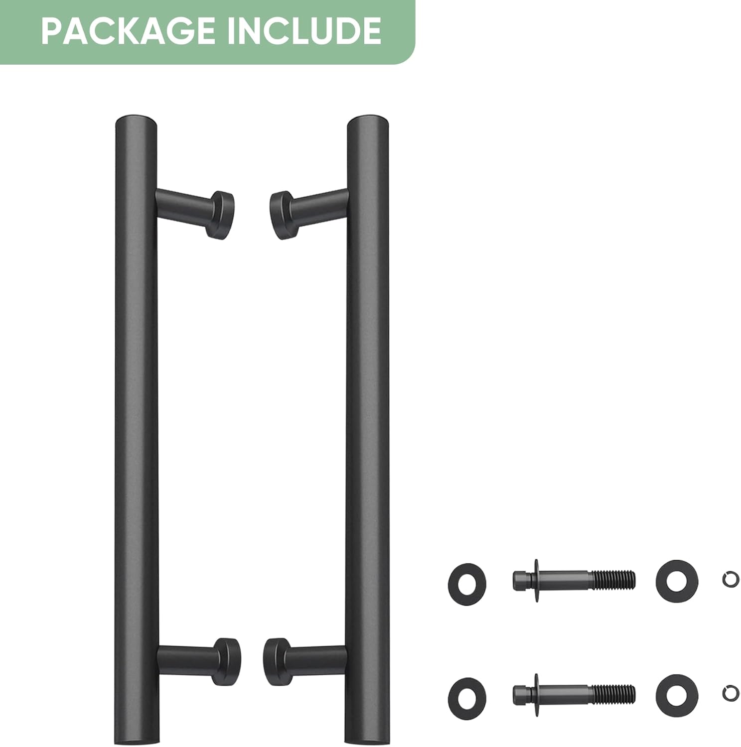 16" Matte Black Stainless Steel Barn Door Handles - Heavy Duty Door Pull Set for Sliding Barn Doors, Pocket Doors