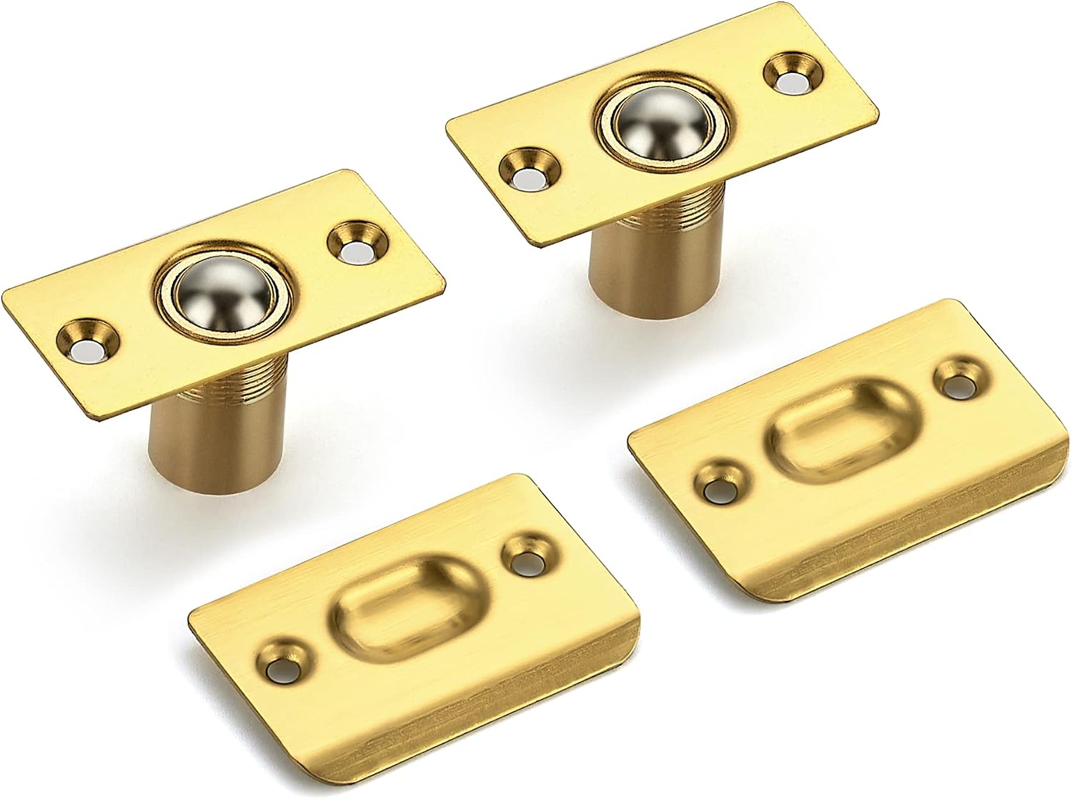 2 Pack Adjustable Door Ball Catch, Silver Closet Door Latch, Solid Brass Body & Stainless Steel Strike Plate