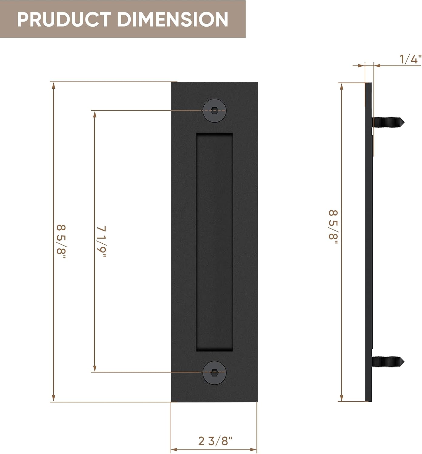 8-3/5'' Sliding Barn Door Handle Modern Simple Finger Flush Pull Handle for Gates Garages Sliding Doors Cabinets Closet and Drawers