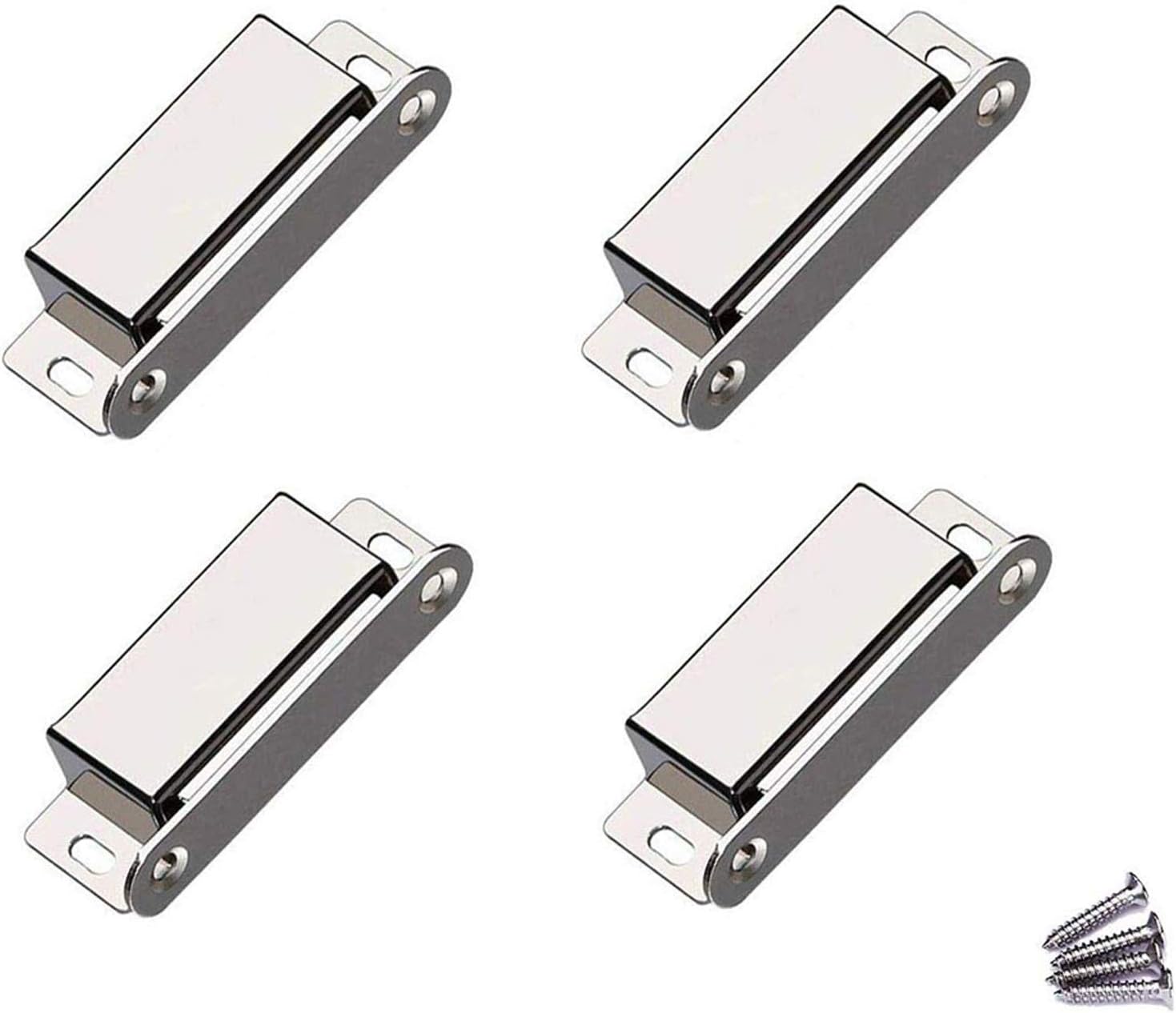 Magnetic Door Catch - 50lb High Magnetic Stainless Steel Heavy Duty Catch for Kitchen Bathroom Cupboard Wardrobe Closet Closures Cabinet Door Drawer Latch (Silver, 4-Pack)