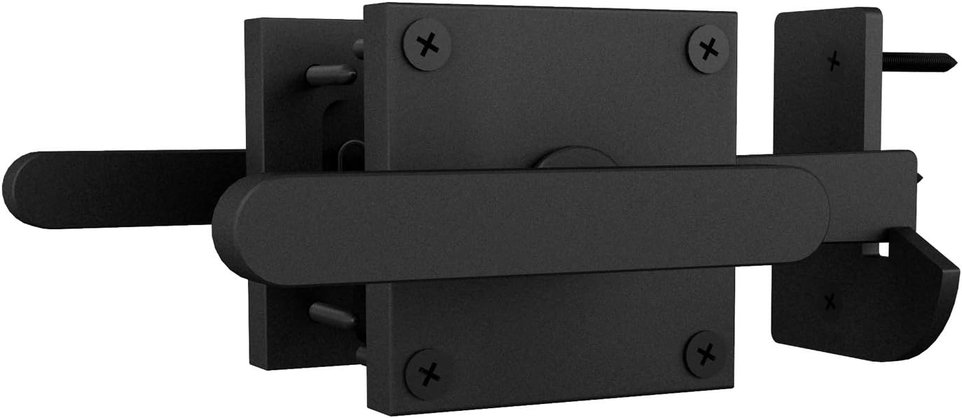 Double Side Gate Latch, Heavy Duty Swinging Door Latch Gate Hardware for Left Inswing Outdoor Fence, Wooden Gates, Pool Gate, Backyard
