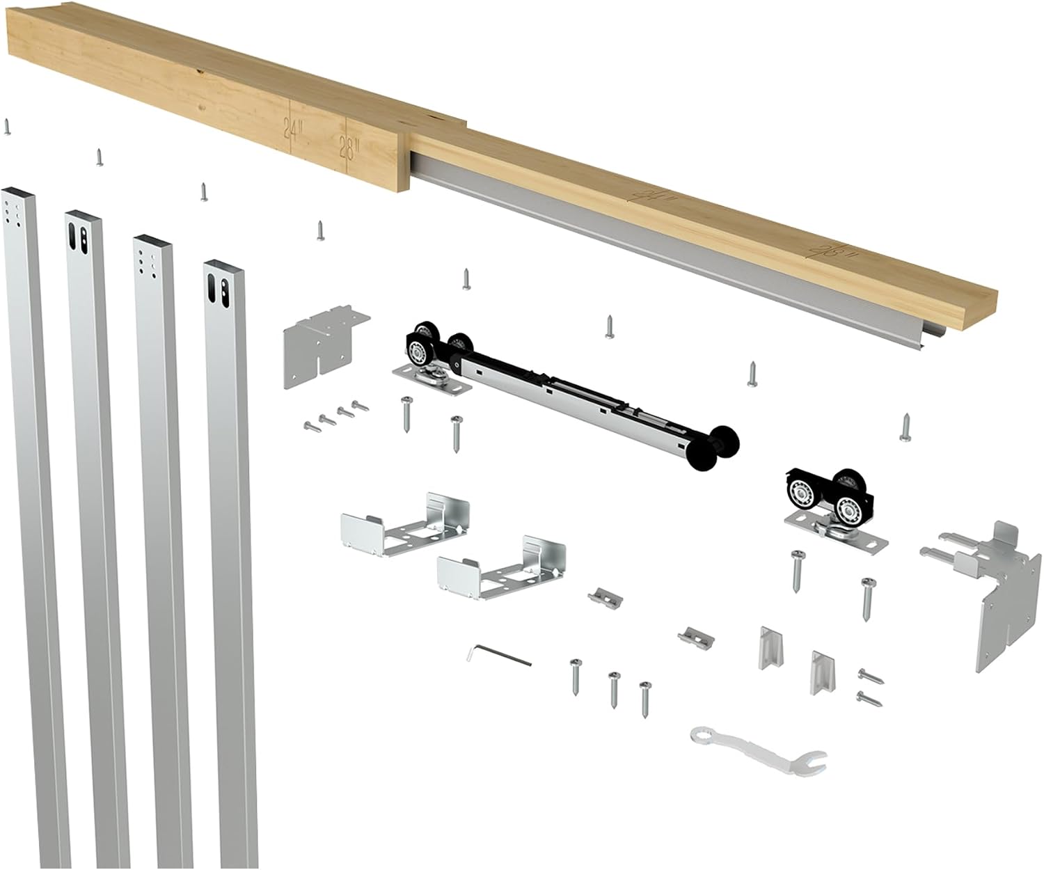 30"x80" Pocket Door Frame Kit with 120LBS Two-Way Soft-Close Mechanism, Easy to Install Pocket Door Kit, for 24" to 30" Wide, Durable Pocket Door Hardware