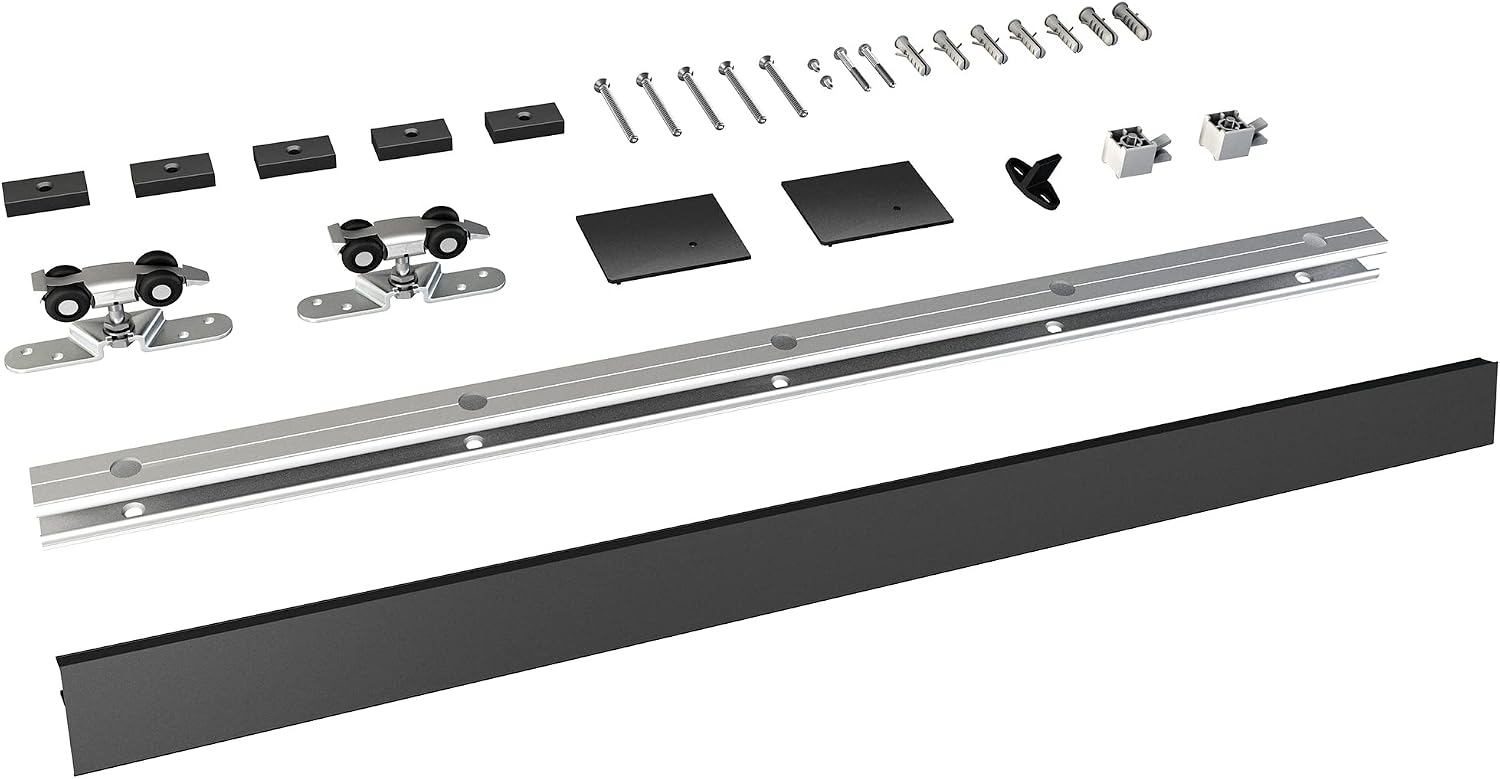 6FT Barn Door Hardware Kit, Aluminium Alloy Box Rail Hardware, Low Clearance Sliding Door Track for Classic Modern Interior Single Wooden Door