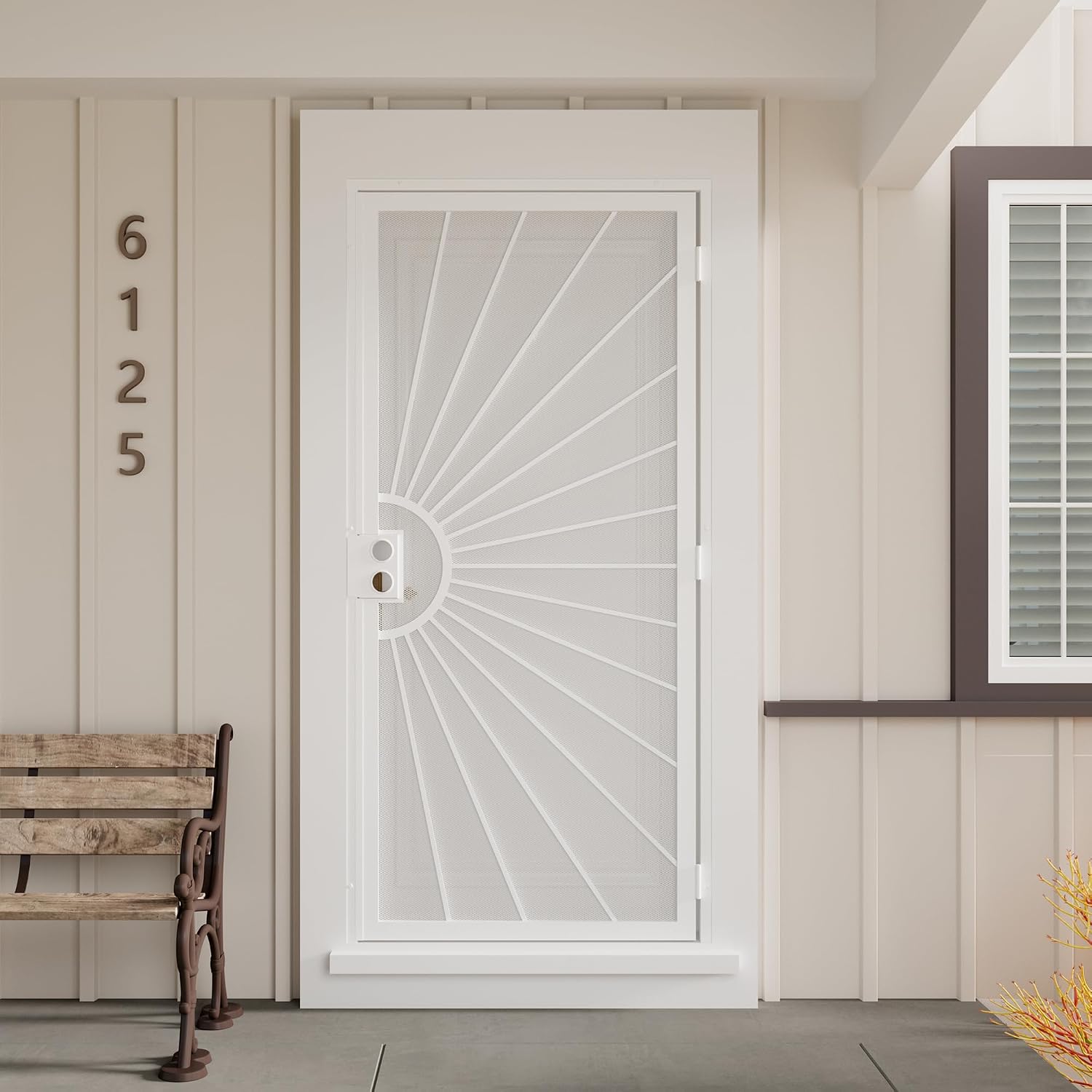 36 in. x 80 in. Security Door, Exterior Front Entry Door, Outswing Steel Security Door with Metal Screen