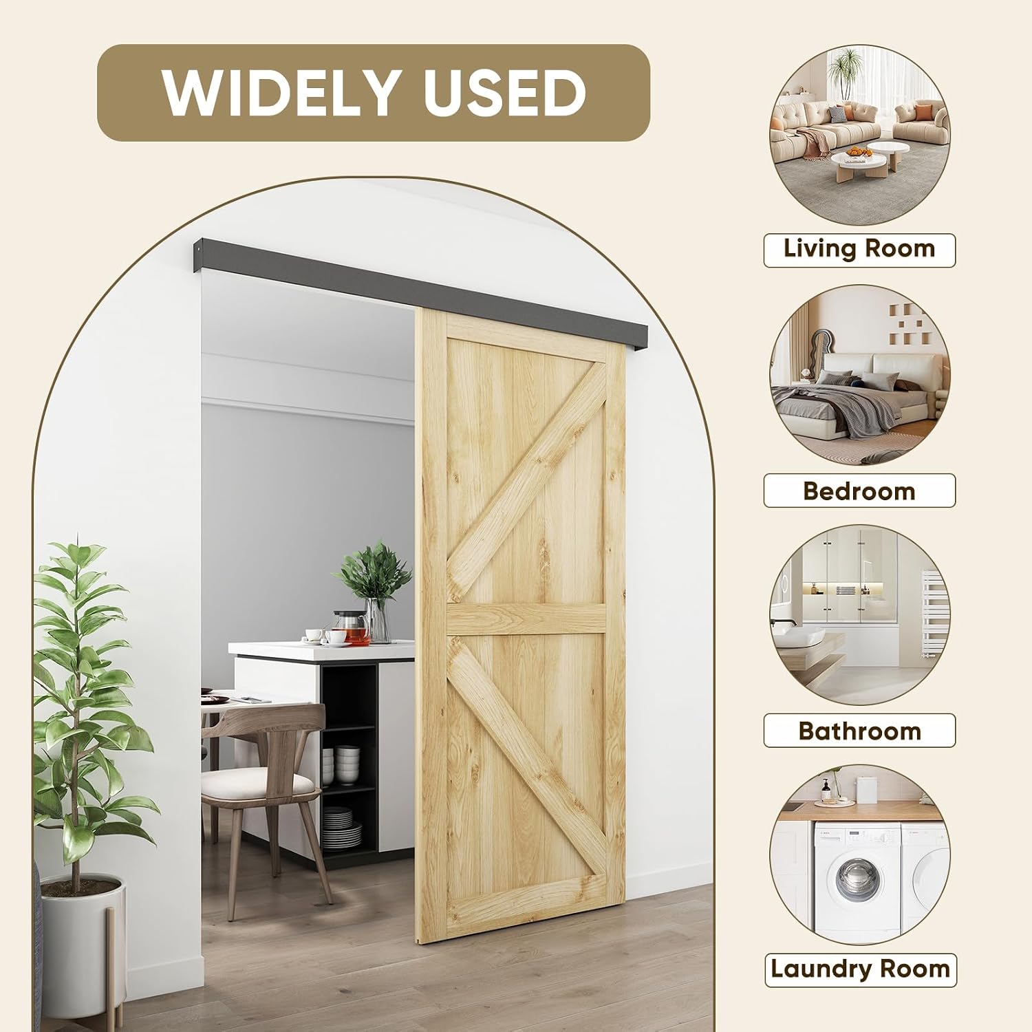 6FT Barn Door Hardware Kit, Aluminium Alloy Box Rail Hardware, Low Clearance Sliding Door Track for Classic Modern Interior Single Wooden Door