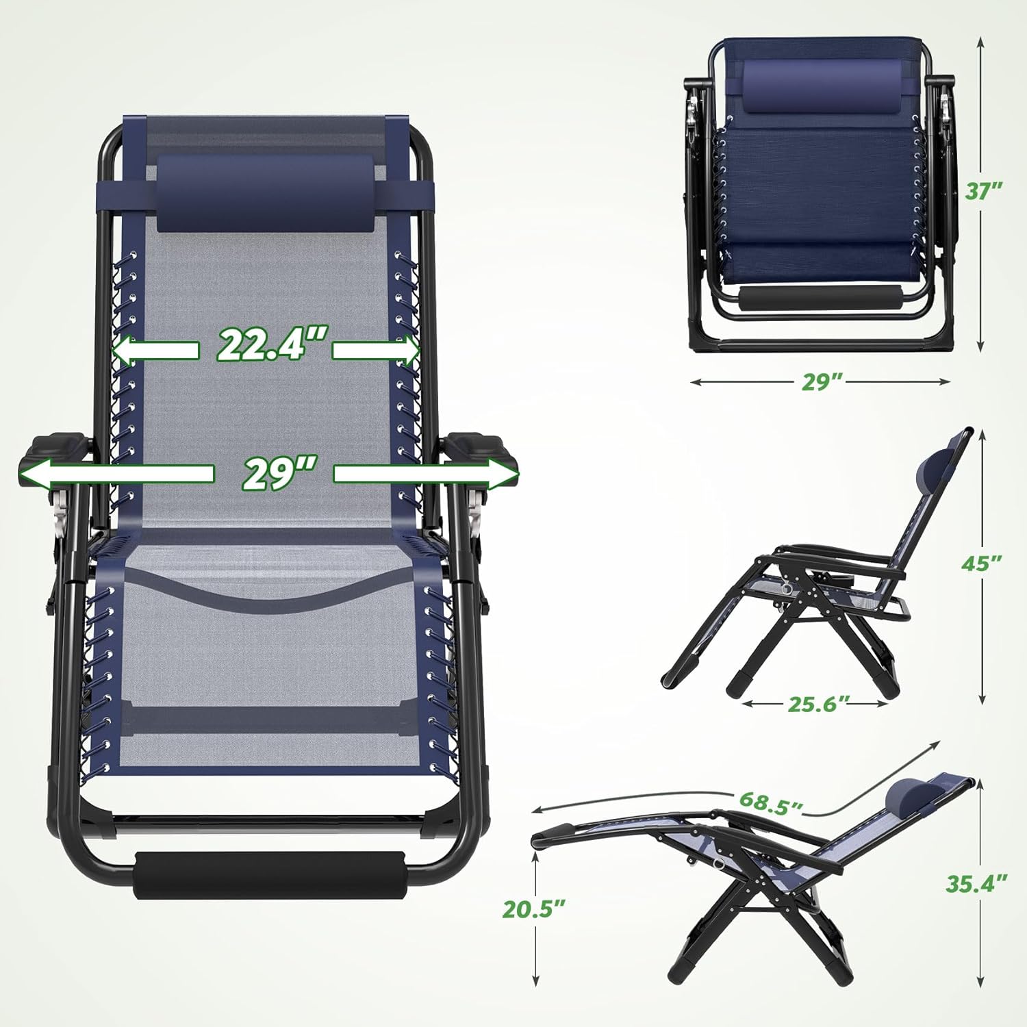 Zero Gravity Recliner Lounge Chair for Indoor and Outdoor, Reclining Camping Chair for Lawn