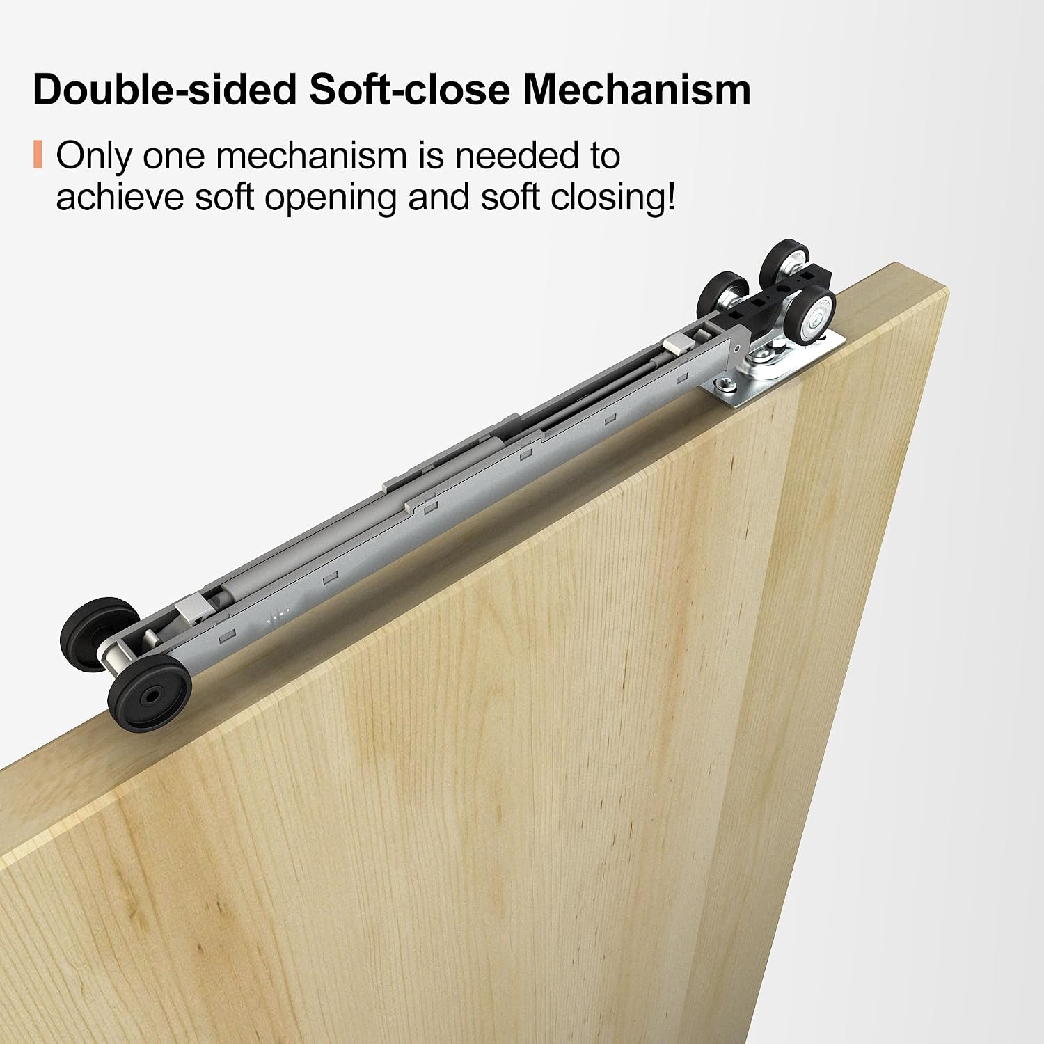 Pocket Door Roller with 120LBS Soft Close Mechanism, Two-Way Soft Close, Three-Wheel Pocket Door Hanger, Double Sided Pocket Door Hardware