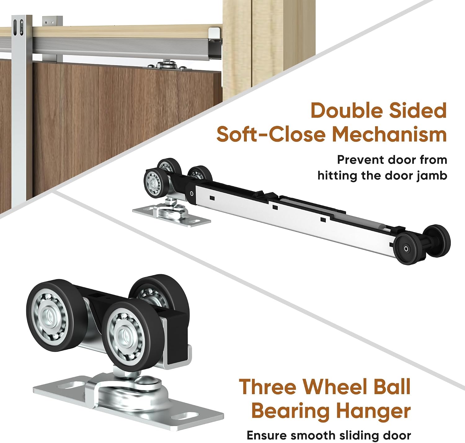 30"x80" Pocket Door Frame Kit with 120LBS Two-Way Soft-Close Mechanism, Easy to Install Pocket Door Kit, for 24" to 30" Wide, Durable Pocket Door Hardware