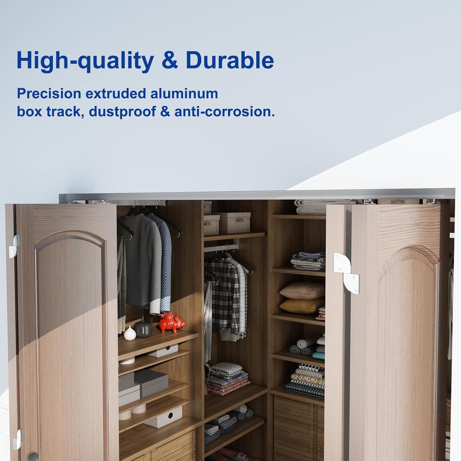 72" Bifold Door Hardware, Folding Door Hardware Sliding Barn Door Hardwares for 4 Doors (18" Each), Top Mounted Bifold Door Kits for Bedroom, Bathroom, Storeroom, Closet, Living Room