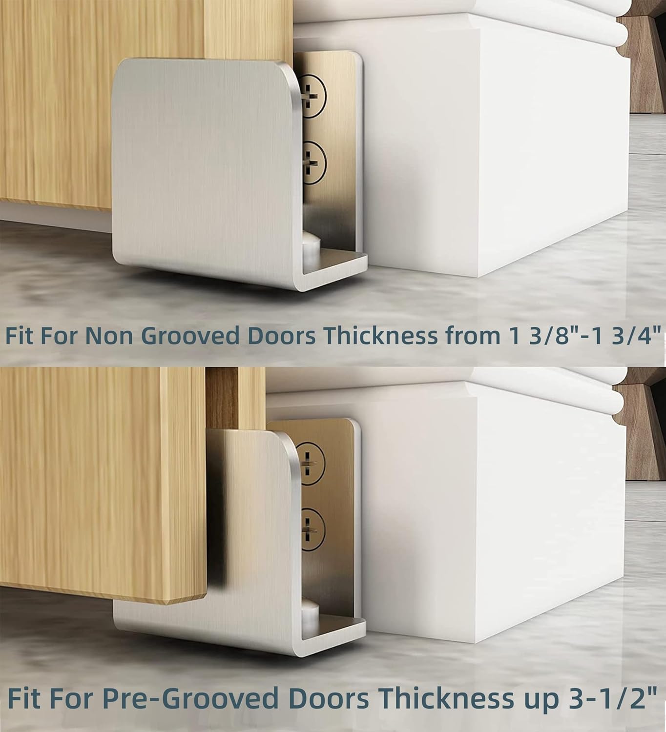 Sliding Barn Door Floor Guide, Adjustable Wall Mounted Sliding Door Bottom Guide, U Shape, Durable Stainless Steel Barn Door Guide