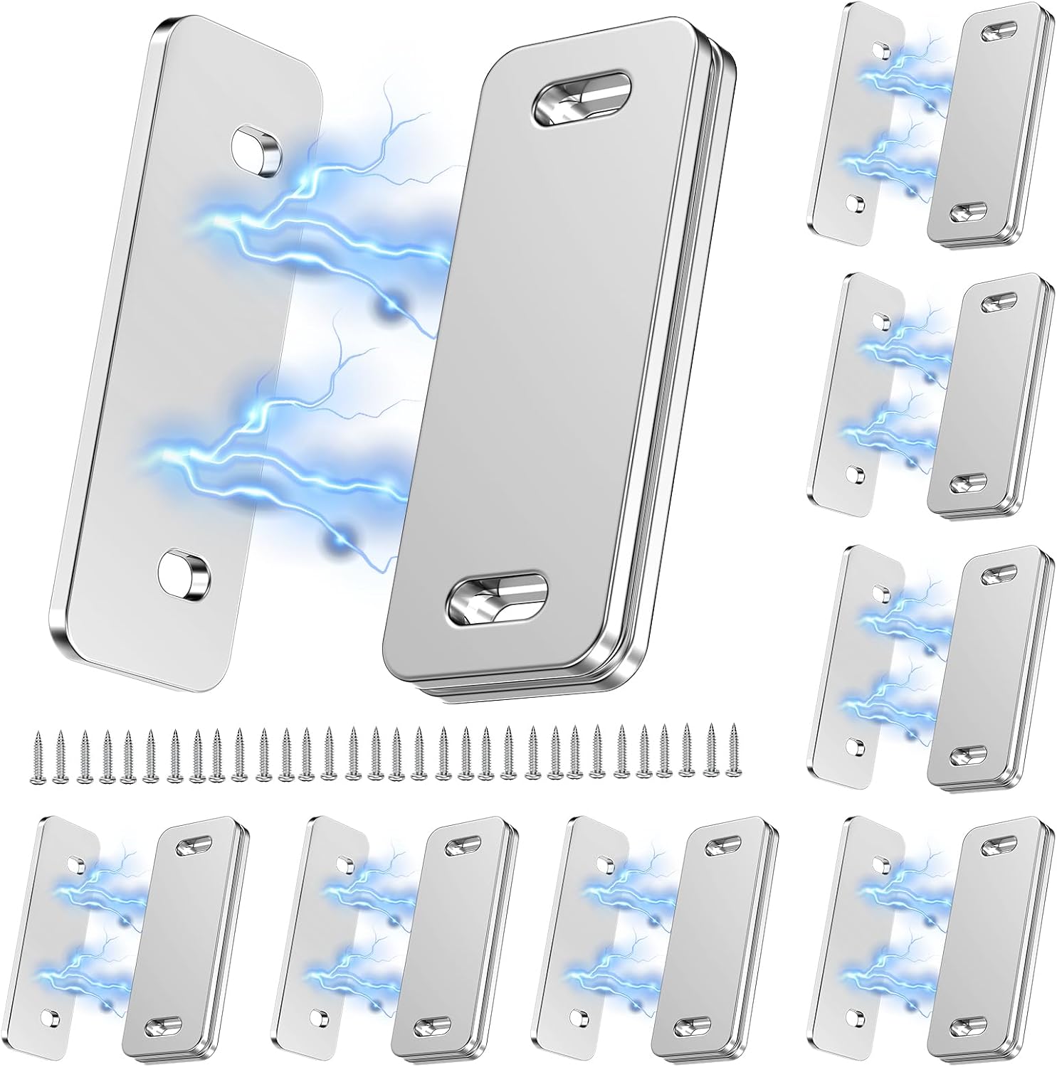 Ultra Thin Cabinet Door Magnets Catch,Magnetic Door Catch,Cabinet Latch Magnetic Closures for Kitchen Closet and Cupboard Wardrobe (Black Magnetic 8P)
