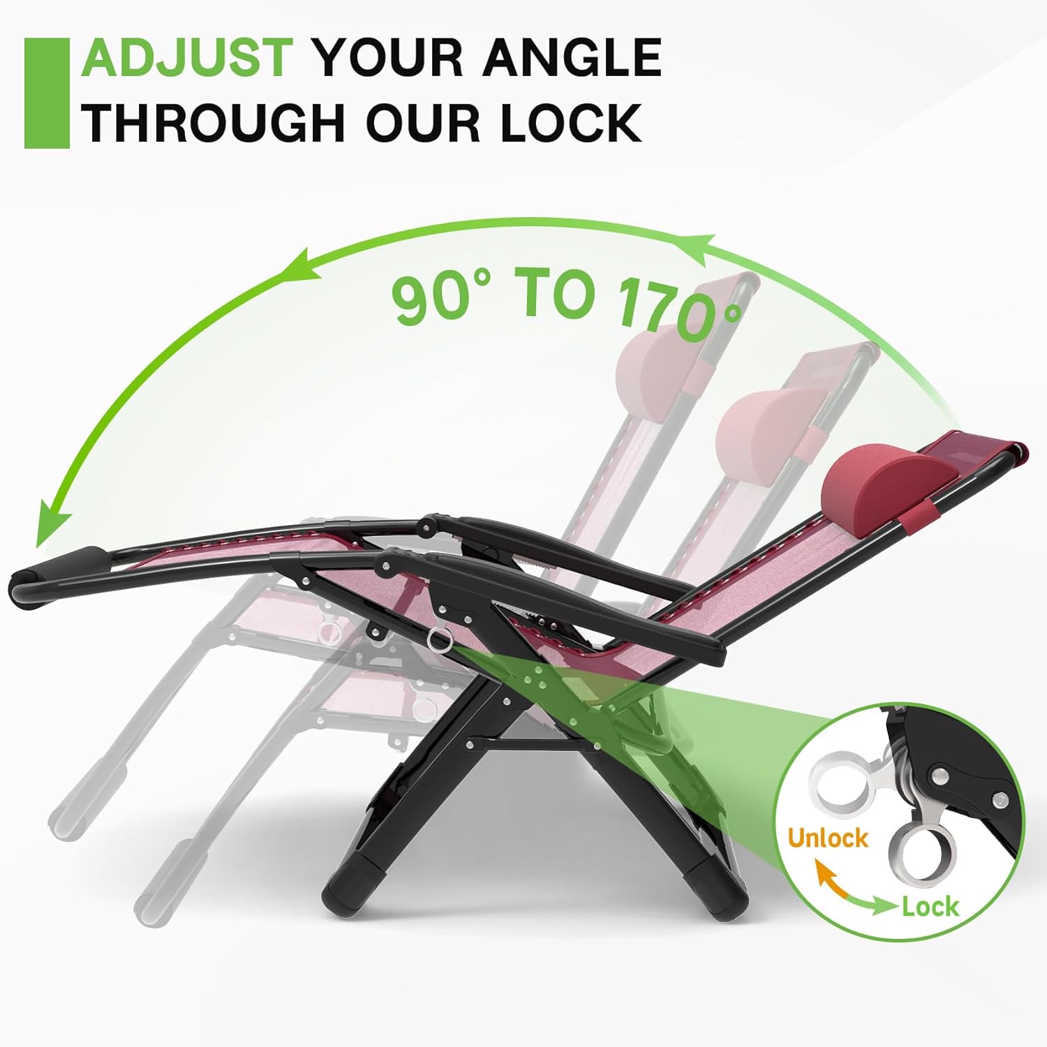 29In XL Zero Gravity Chair w/Cushion, Zero Gravity Recliner Lounge Chair for Indoor and Outdoor