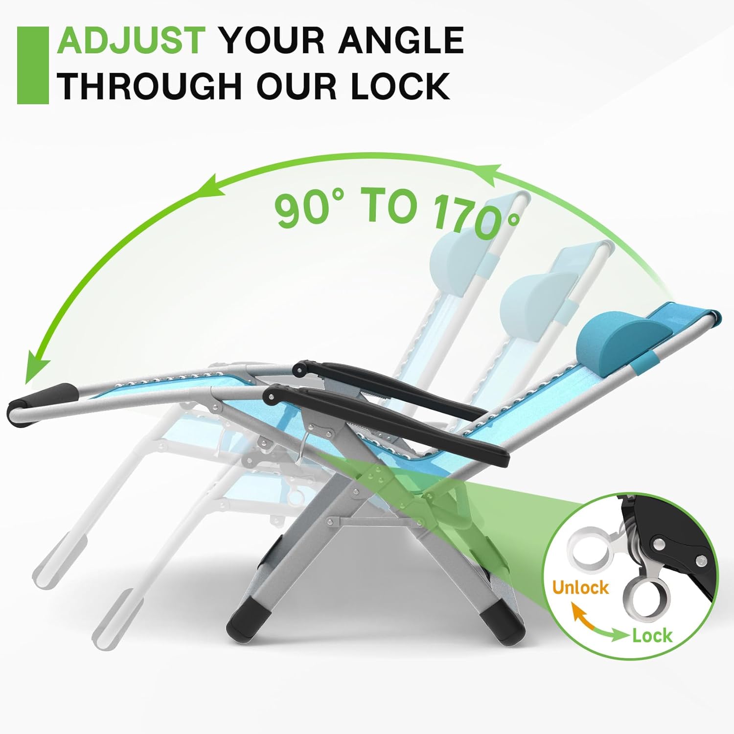 Anti Gravity Chair with Cup Holder and Footrest, 440LBS