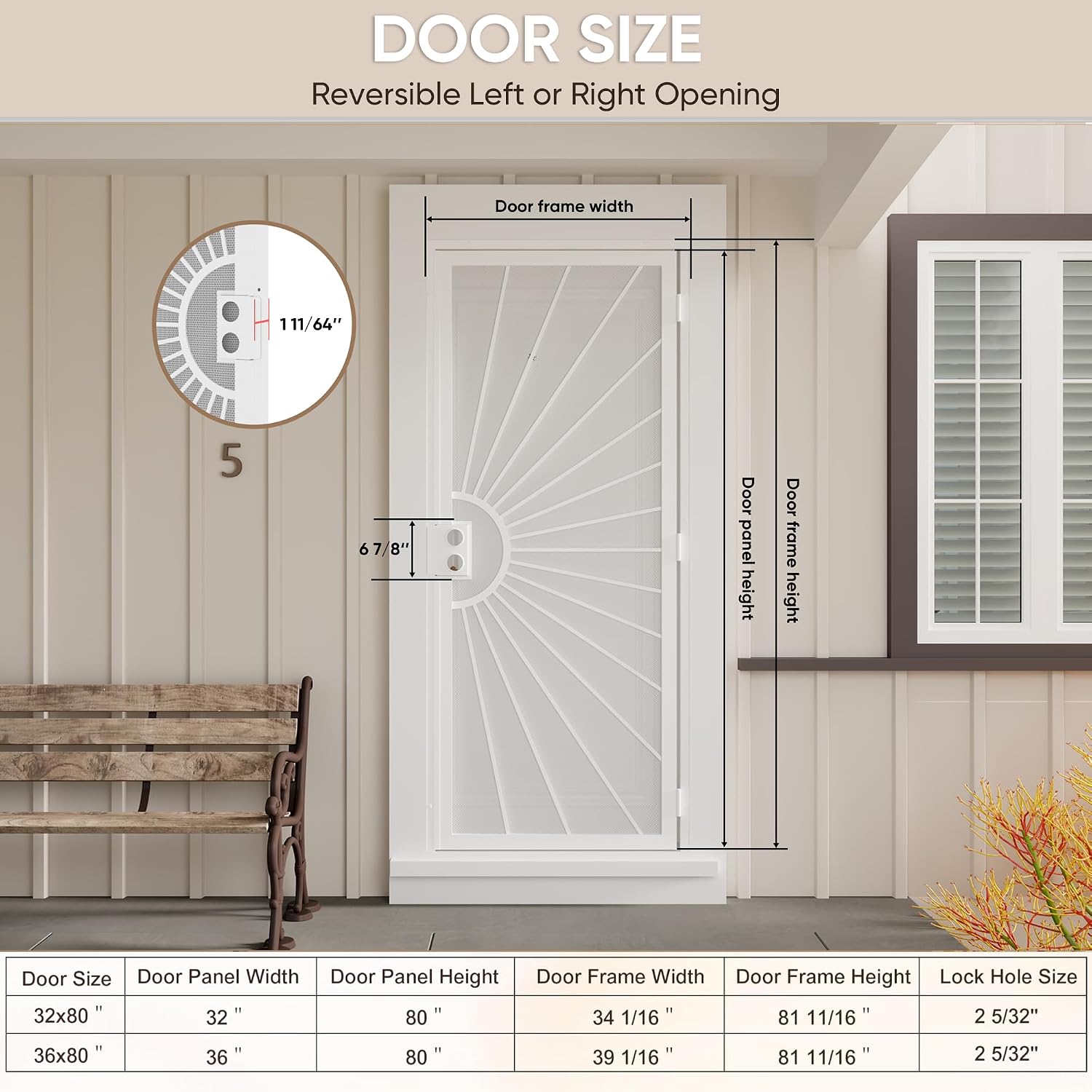 36 in. x 80 in. Security Door, Exterior Front Entry Door, Outswing Steel Security Door with Metal Screen