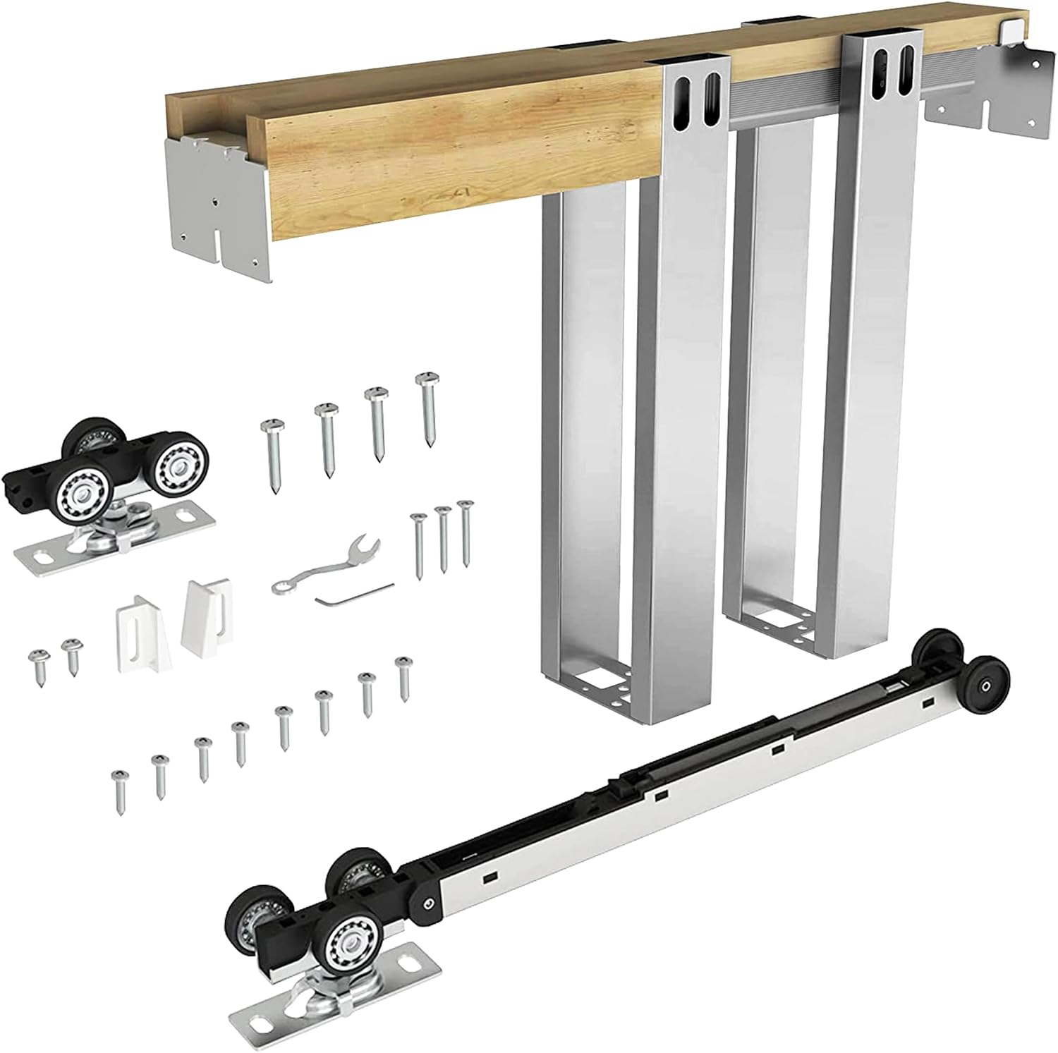 30"x80" Pocket Door Frame Kit with 120LBS Two-Way Soft-Close Mechanism, Easy to Install Pocket Door Kit, for 24" to 30" Wide, Durable Pocket Door Hardware